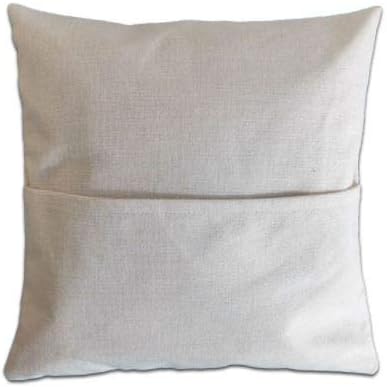 100% Polyester Canvas Pillow case Sublimation Blank for Women Kids Gift Bulk DIY (1, Beige w/Pocket)