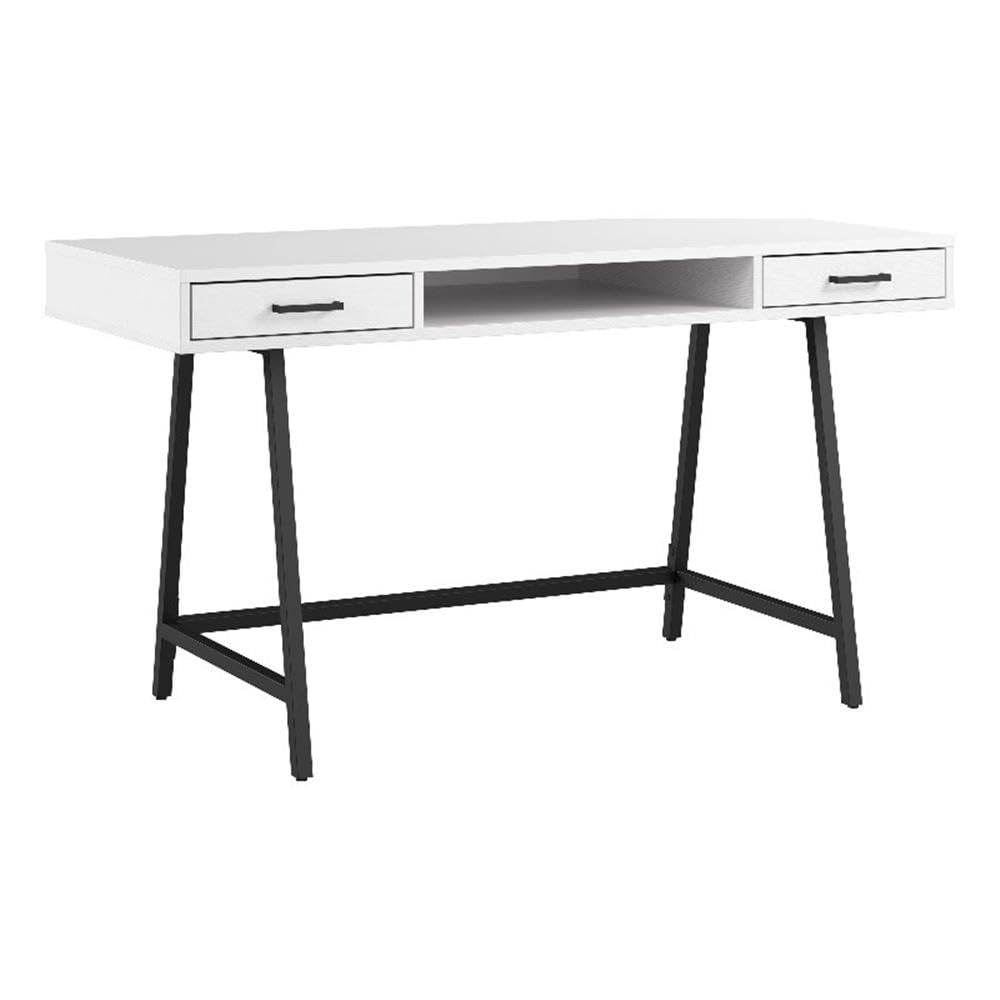 Bush Home Steele 54W Writing Desk with Storage in Reclaimed Pine | Large Wooden Computer Table for Home Office Workspace