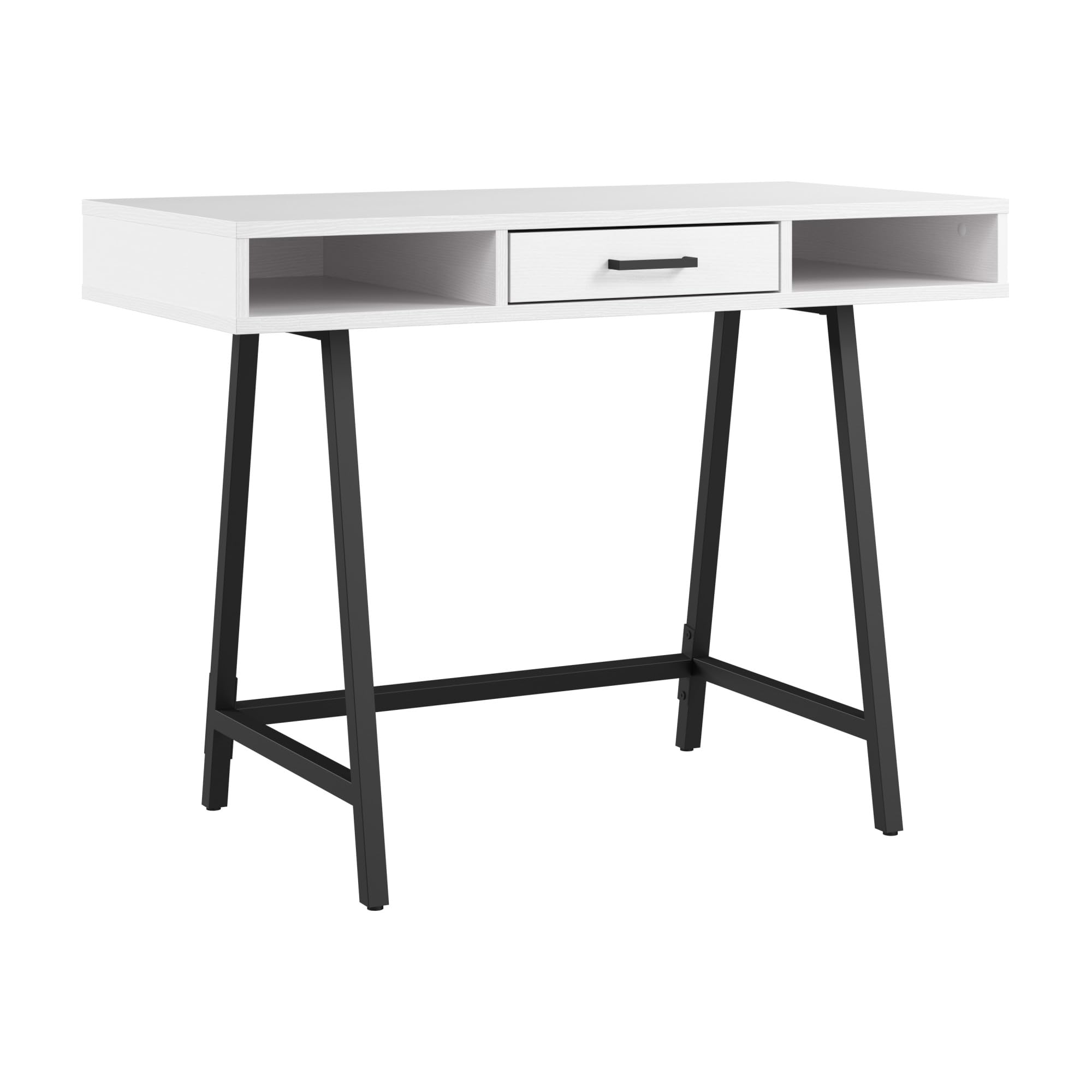 Bush Home Steele 54W Writing Desk with Storage in Reclaimed Pine | Large Wooden Computer Table for Home Office Workspace