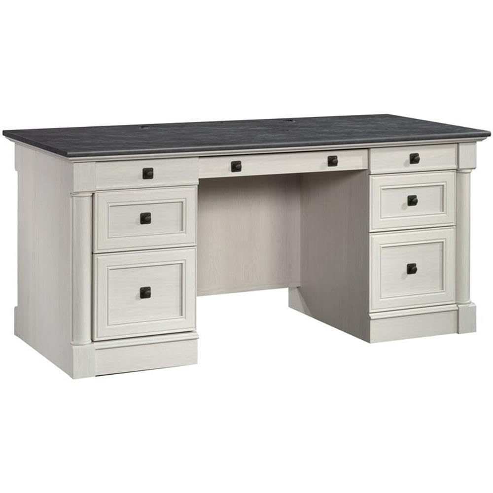 Sauder Palladia Executive Desk, 29.5"D x 65.1"W x 29.61"H, Vintage Oak finish