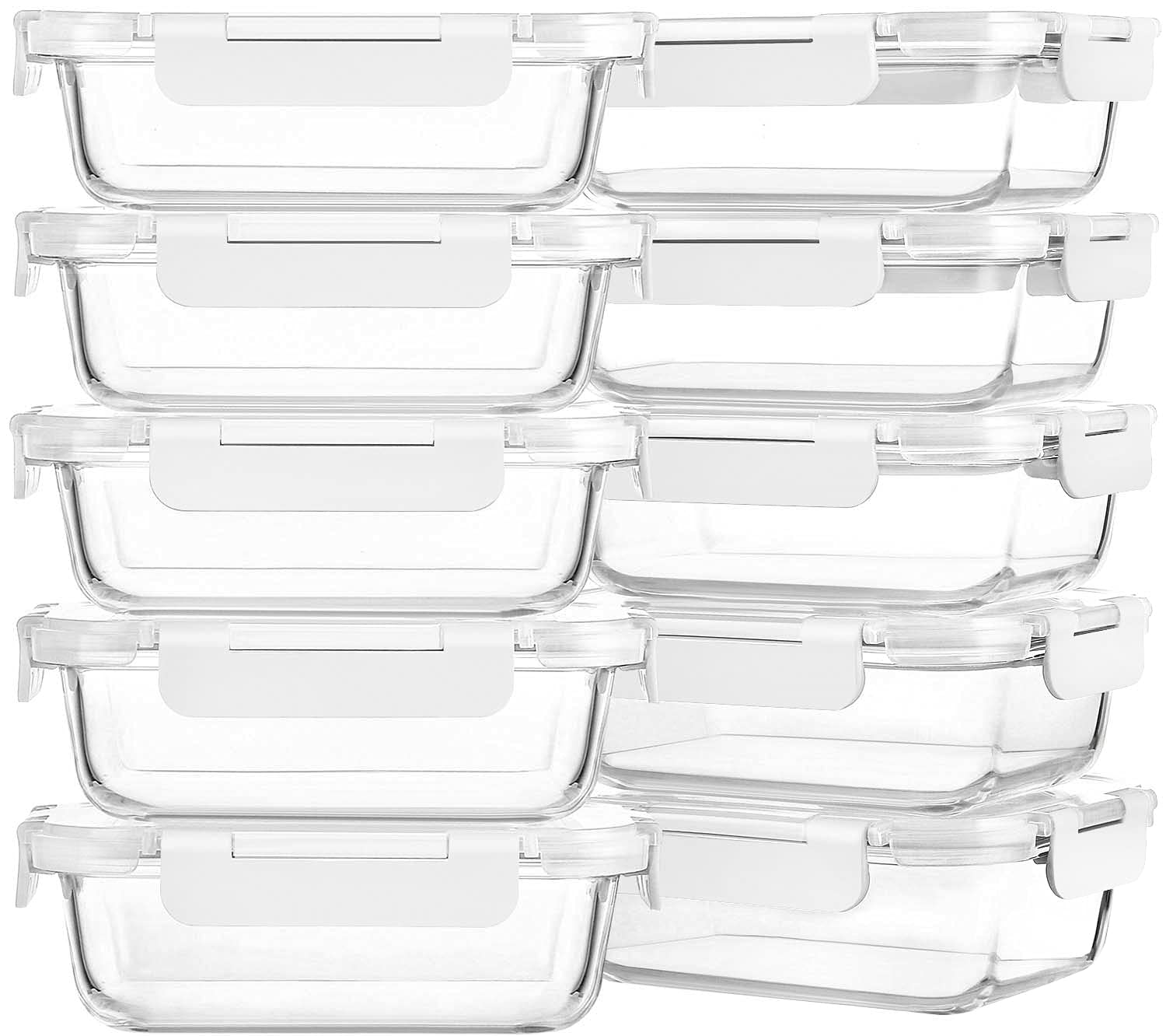 M MCIRCO 10-Pack,22 Oz Glass Meal Prep Containers,Glass Food Storage Containers with lids,Lunch Containers,Microwave, Oven, Freezer and Dishwasher (Gray)