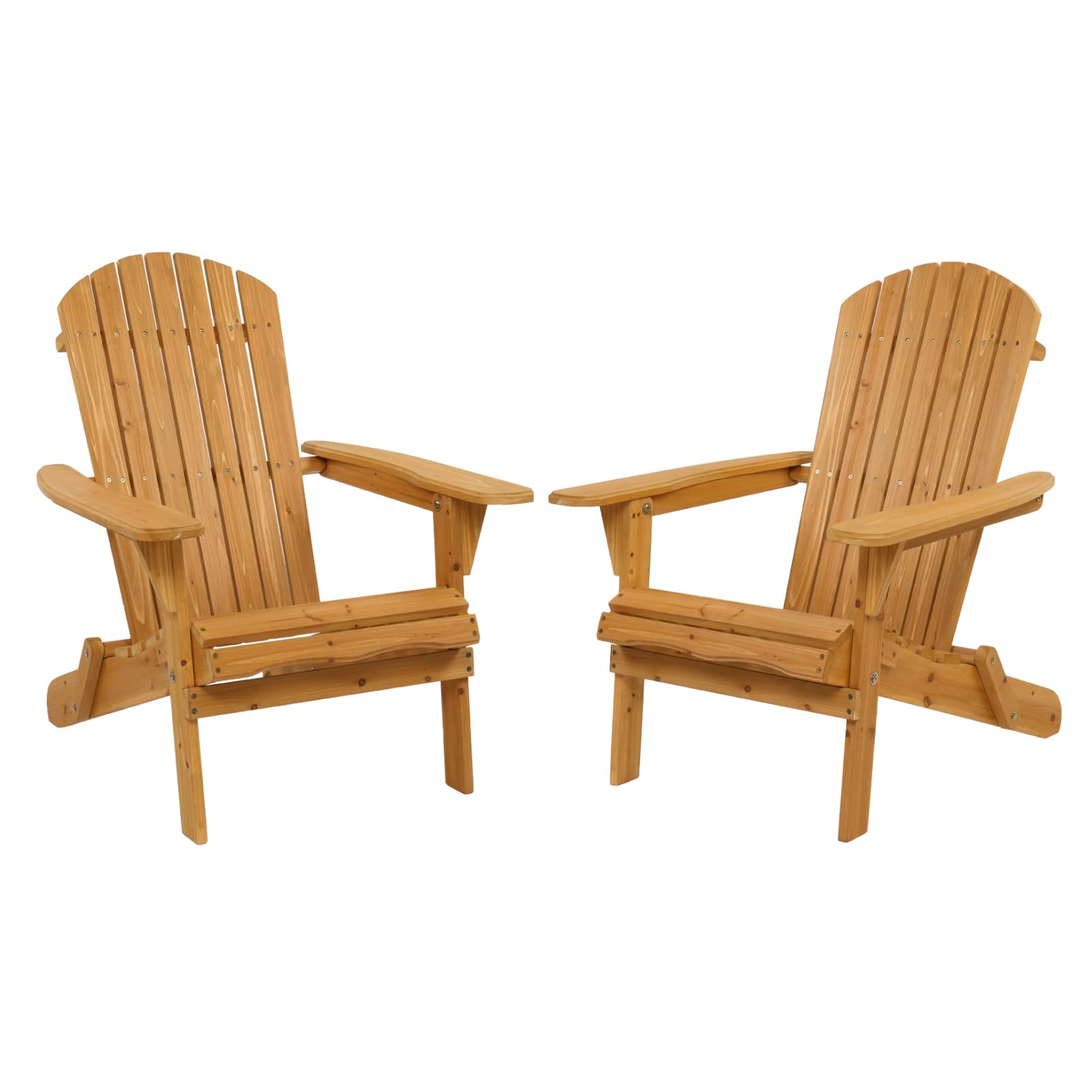 Outvita Folding Adirondack Chair Set of 2, 350LBS Solid Wood Garden Chair Weather Resistant, Outdoor Wooden Accent Furniture Fire Pit Lounge Chairs for Garden, Yard, Patio, Lawn, Carbonized
