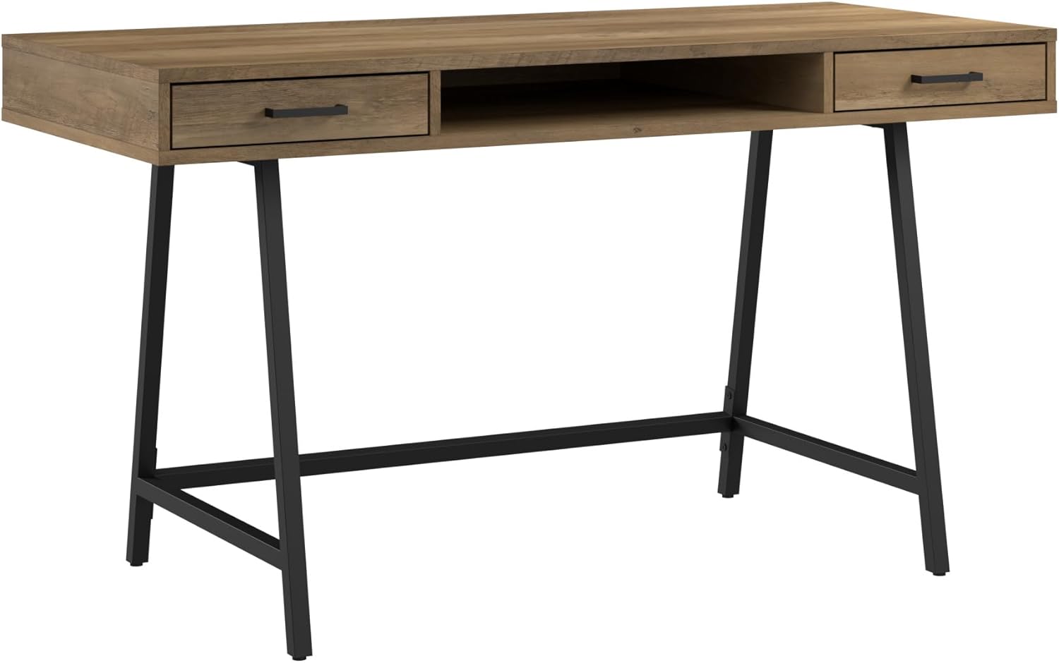 Bush Home Steele 54W Writing Desk with Storage in Reclaimed Pine | Large Wooden Computer Table for Home Office Workspace