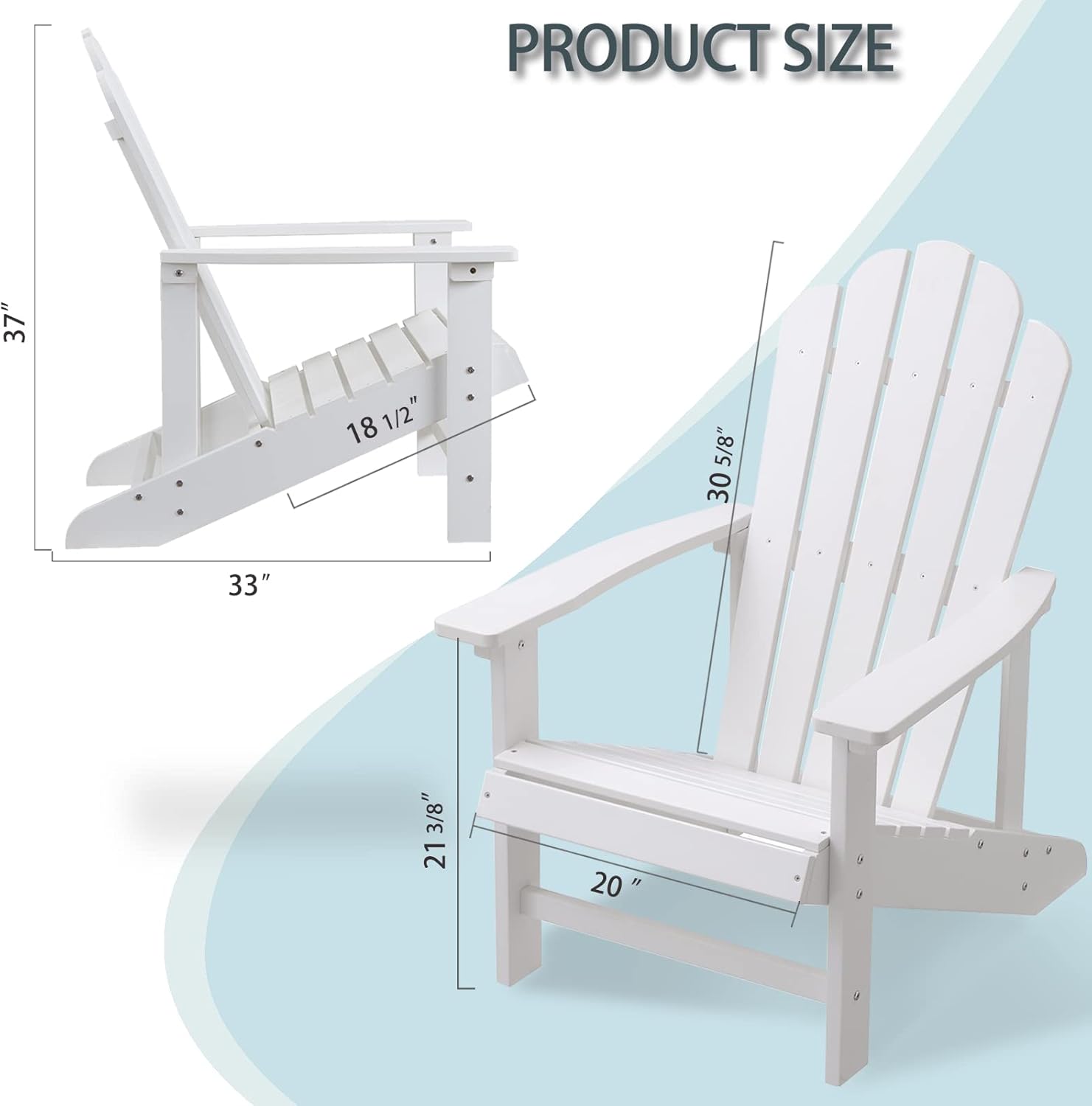 Adirondack Chairs Weather Resistant, Patio Firepit Chair, Sturdy Outside Chairs, Lawn Chairs, Easy Assembly 350lb, for Outdoor Patio Yard