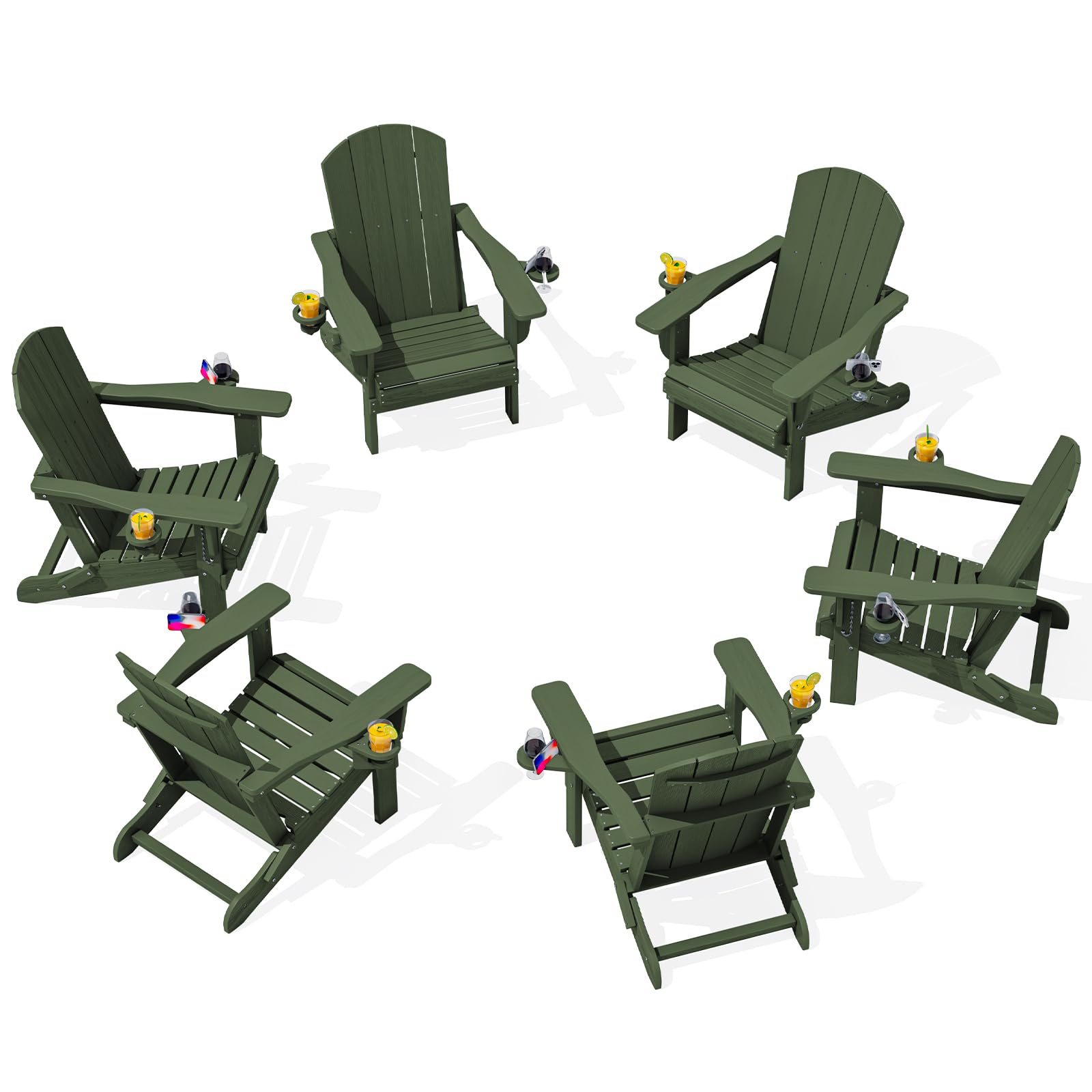 SERWALL Foldable Adirondack Chair Set of 2, HDPE Adirondack Chair with Wood-Texture-Gray