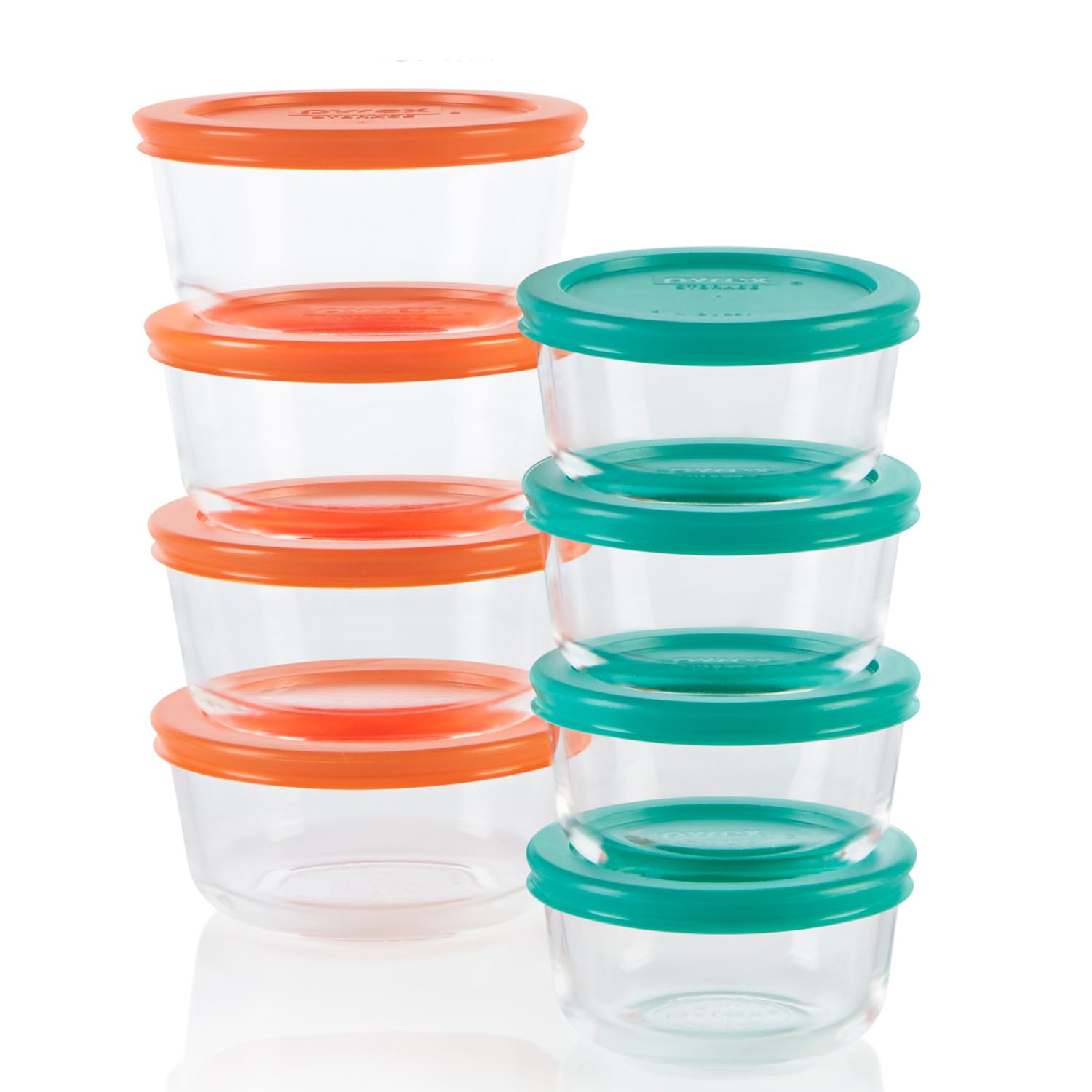 Pyrex Simply Store (9-Pack) Mixed Sized Glass Food Storage Set, Round & Rectangular Containers With Plastic Lids, BPA-Free, Dishwasher & Microwave Safe