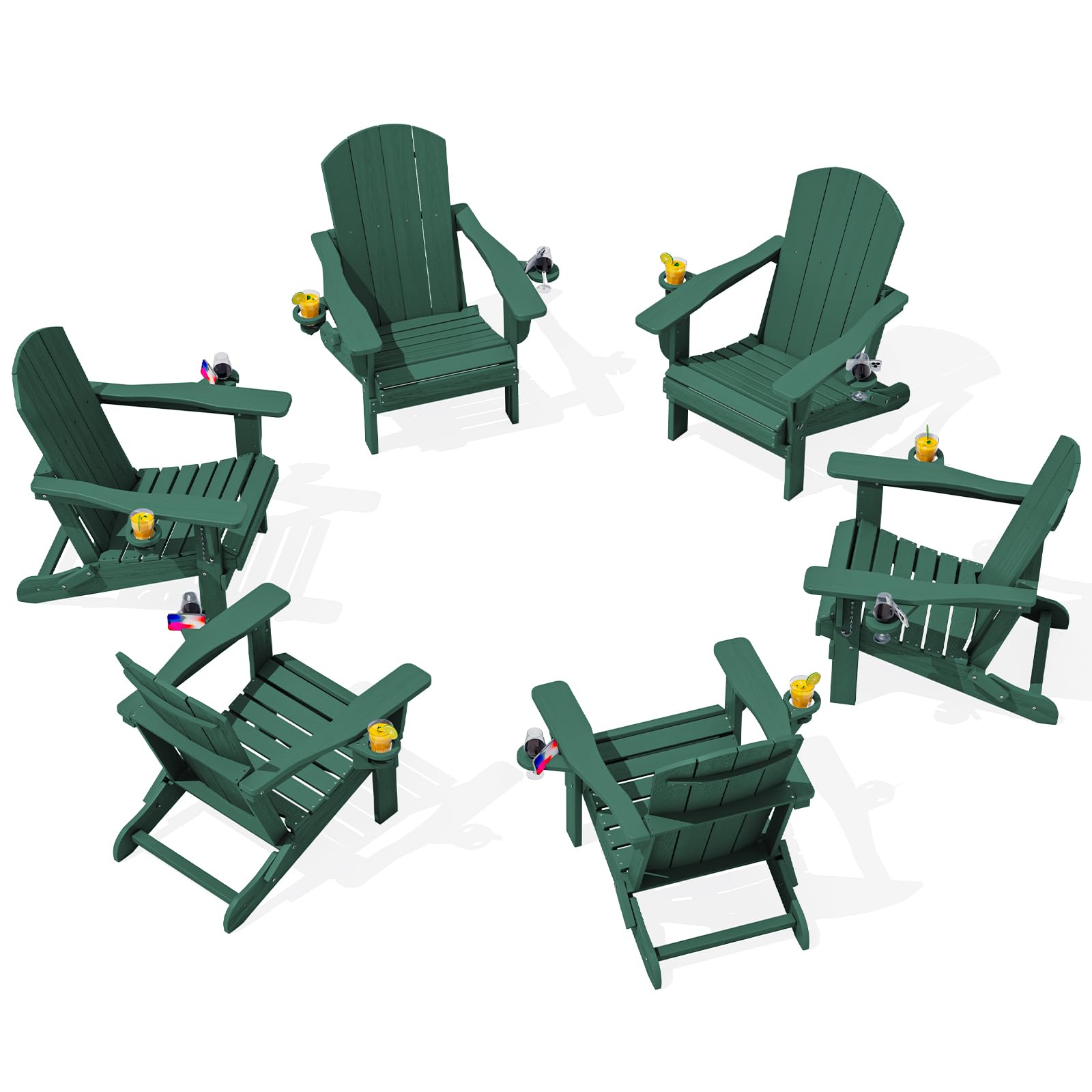 SERWALL Foldable Adirondack Chair Set of 2, HDPE Adirondack Chair with Wood-Texture-Gray