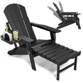 NAVINE Adjustable Adirondack Chair with Retractable Ottoman Set of 2, HDPE Folding Adirondack Chair with Cup Holder, All Weather Fire Pit Chair for Outdoor.