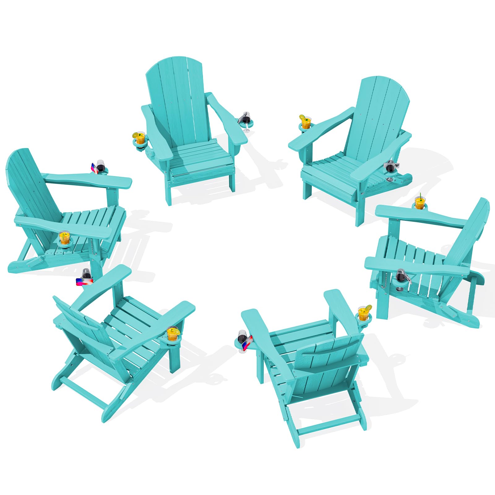 SERWALL Foldable Adirondack Chair Set of 2, HDPE Adirondack Chair with Wood-Texture-Gray