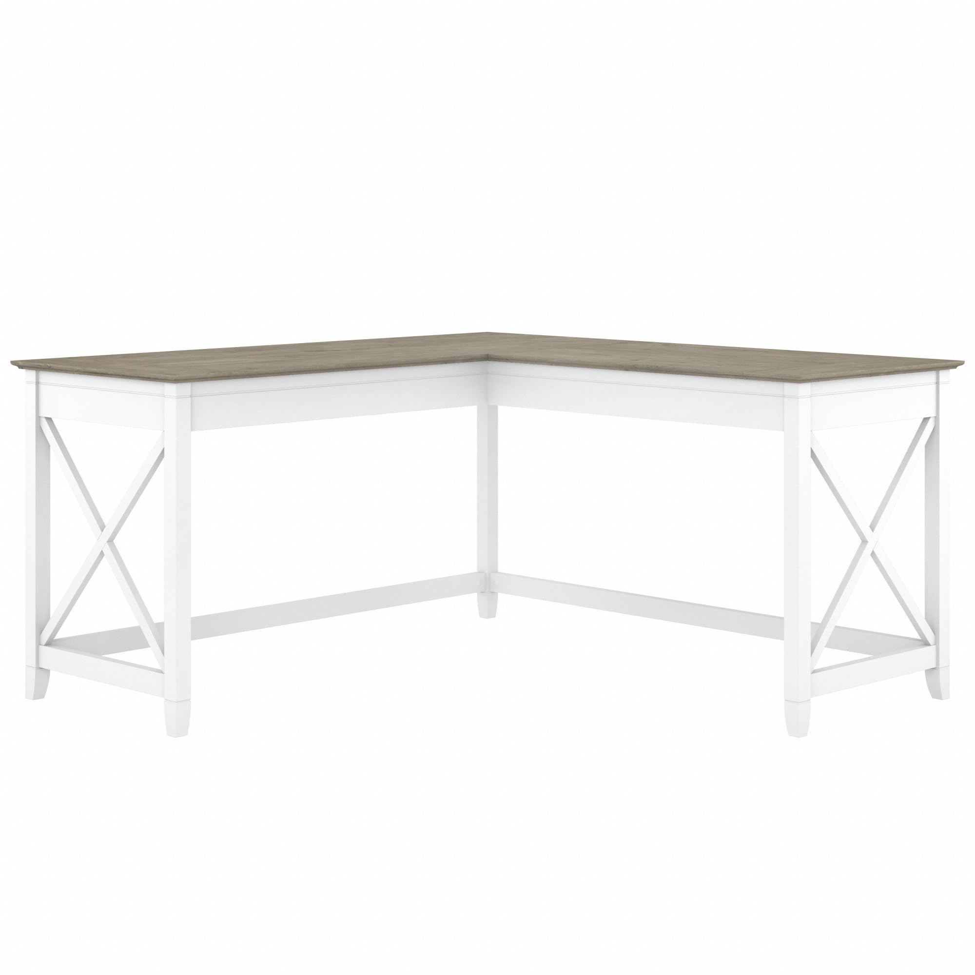 Bush Home Key West 60W Modern Farmhouse L Shaped Desk in Reclaimed Pine, 60-Inch Corner Computer Table for Home Office Workspace