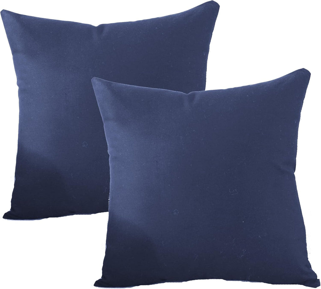 TAOSON Set of 2,100% Cotton Soild Canvas Home Decorative Throw Pillow Cover Cushion Covers Pillowcase, Home Decor for Sofa Couch Bed Chair Only Cover No Insert - 18" x 18" / 45x45cm Navy Blue