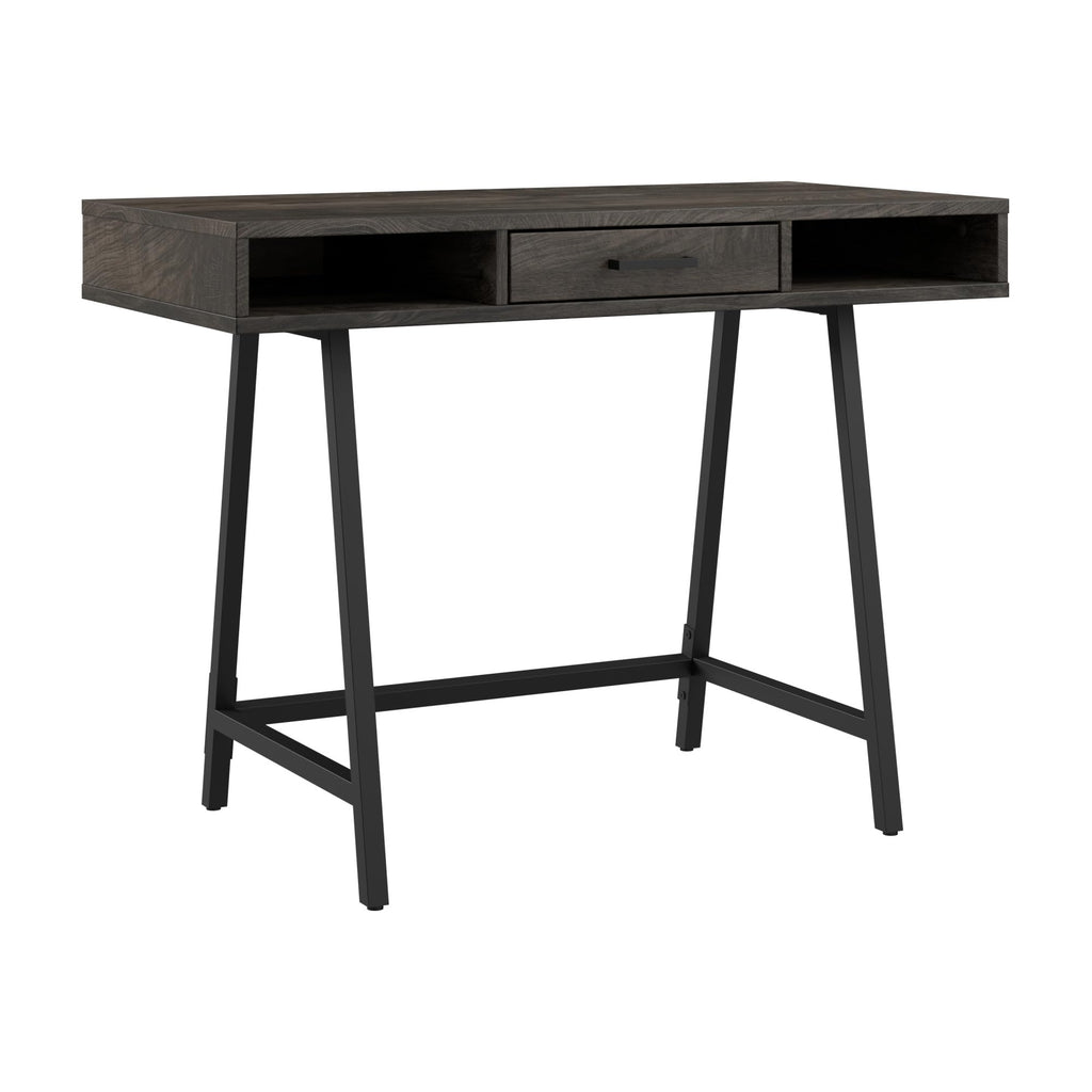 Bush Home Steele 54W Writing Desk with Storage in Reclaimed Pine | Large Wooden Computer Table for Home Office Workspace
