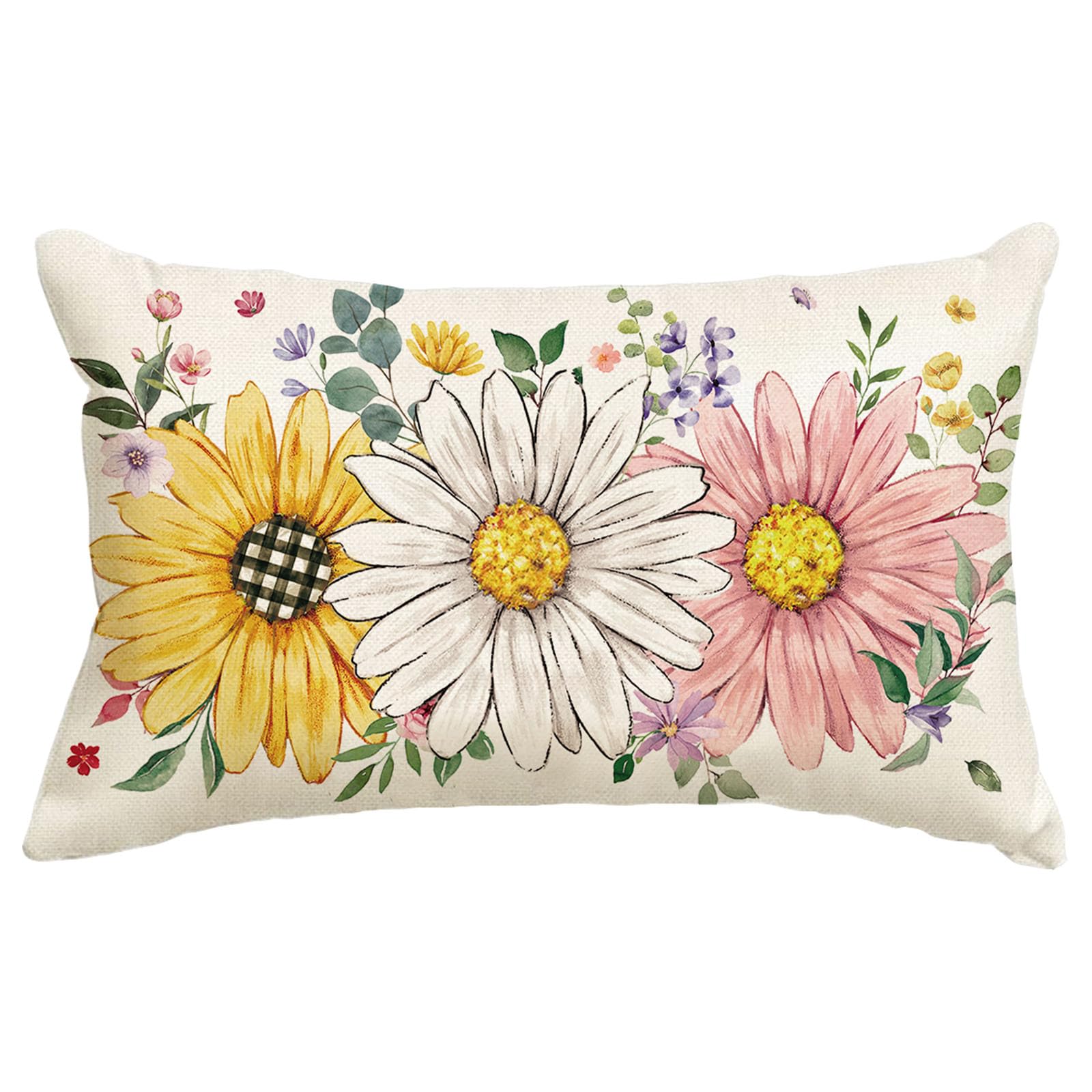 Baccessor Patriotic Pillow Cover 12x20 Inch,4th of July Memorial Day Lumbar Blue Red Daisy Lumbar Pillow Case Summer Holiday Bed Cushion Home Sofa Couch Indoor Outdoor Decor 1 Piece