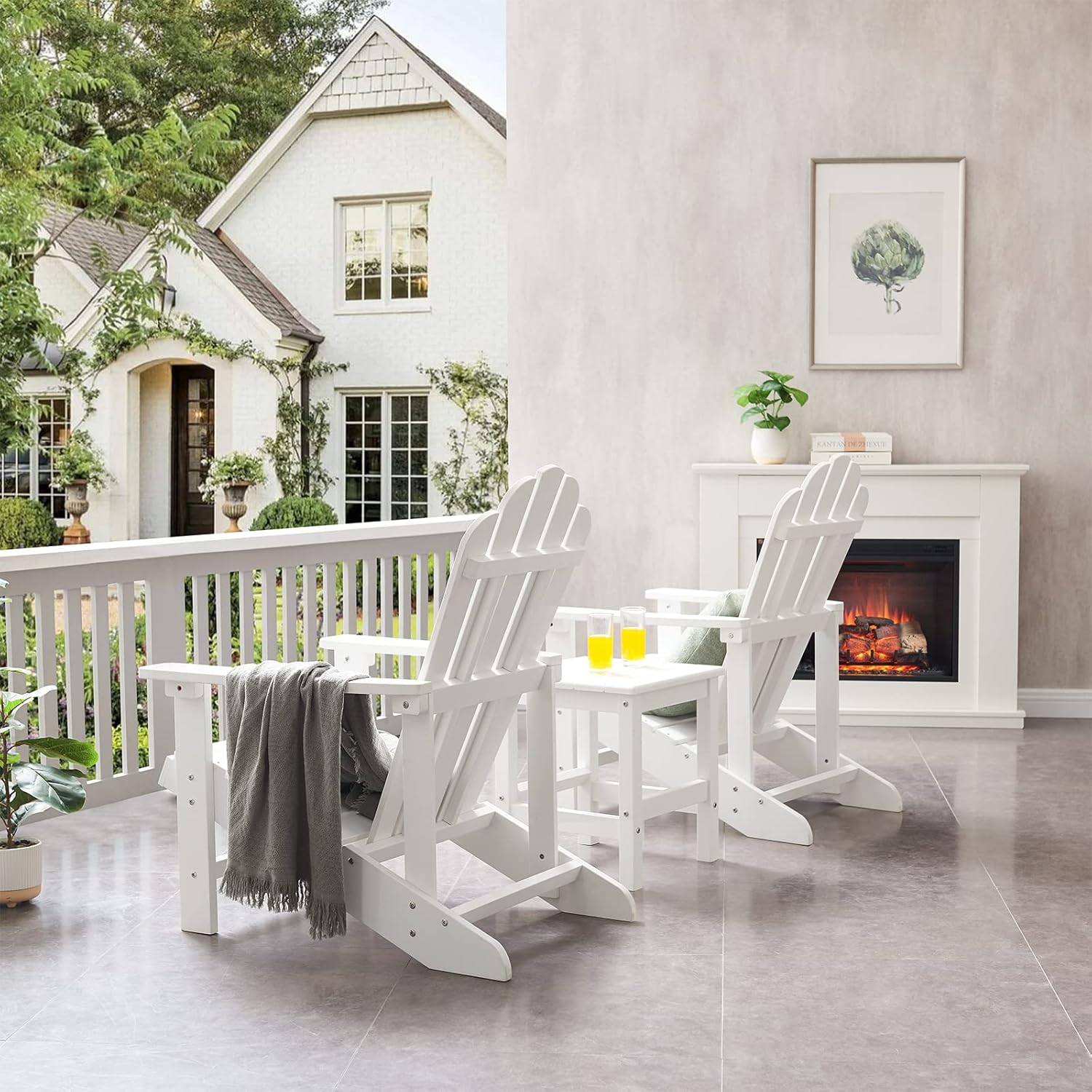 Adirondack Chairs Weather Resistant, Patio Firepit Chair, Sturdy Outside Chairs, Lawn Chairs, Easy Assembly 350lb, for Outdoor Patio Yard