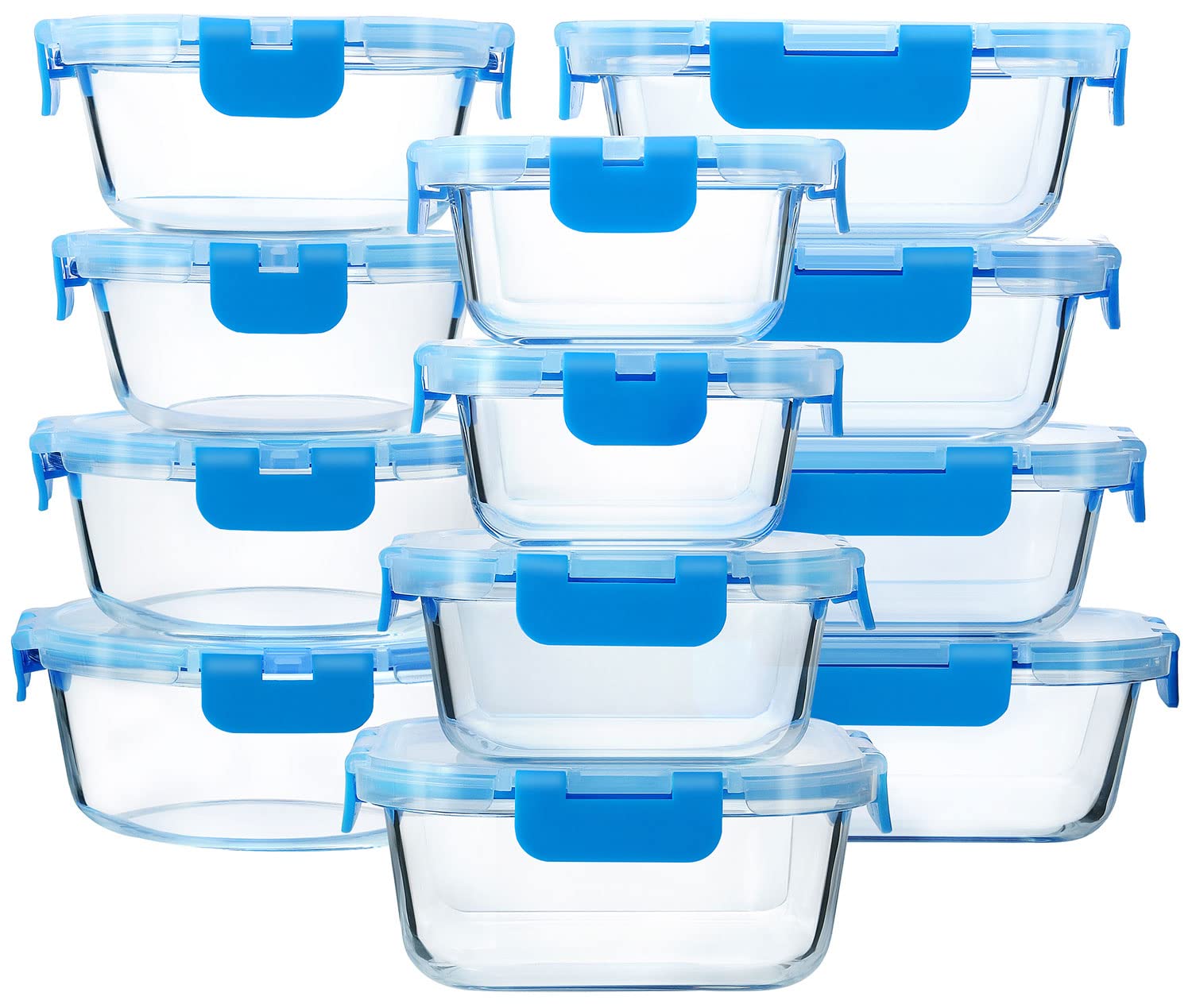 M MCIRCO 24-Piece Glass Food Storage Containers with Upgraded Snap Locking Lids,Glass Meal Prep Containers Set - Airtight Lunch Containers, Microwave, Oven, Freezer and Dishwasher