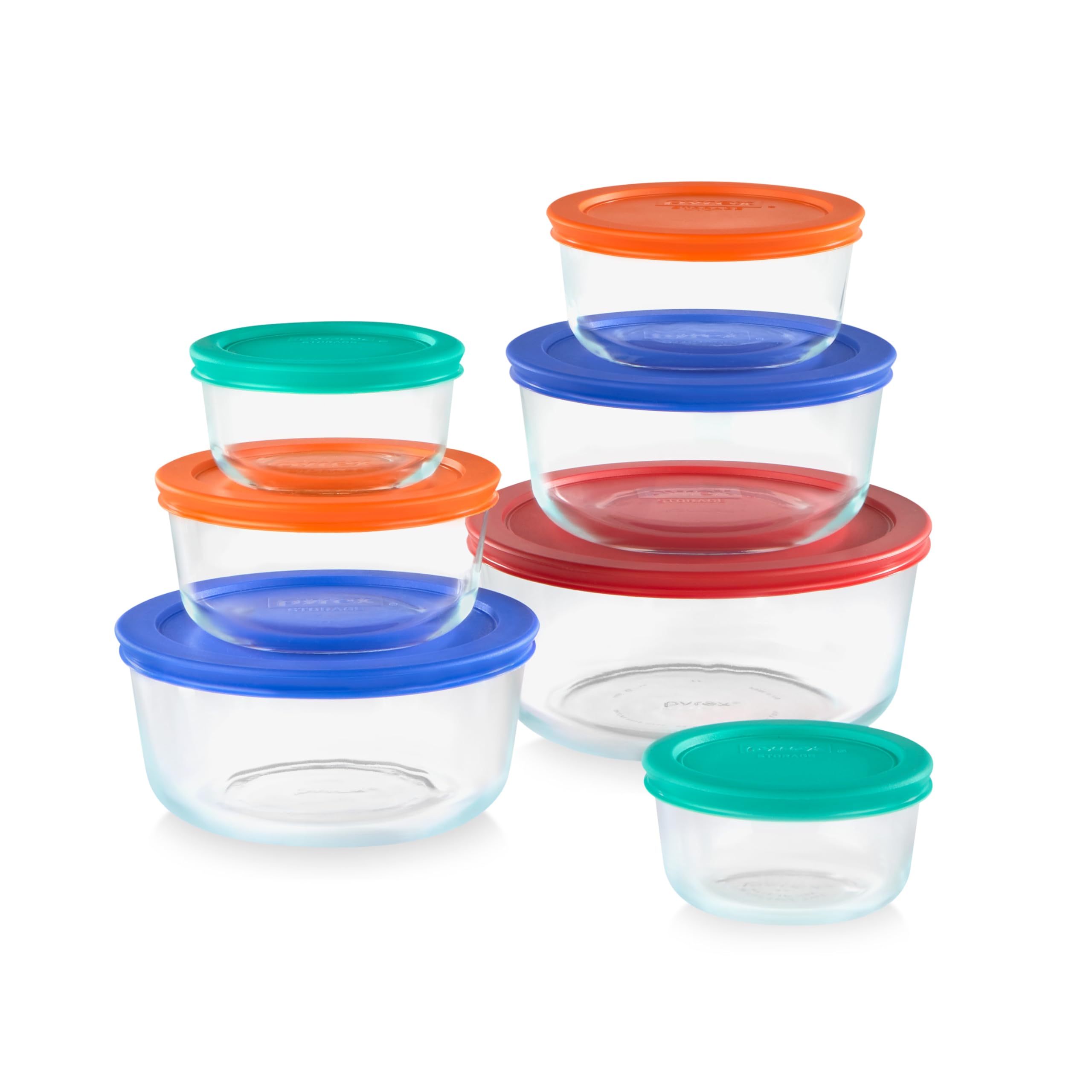Pyrex Simply Store (9-Pack) Mixed Sized Glass Food Storage Set, Round & Rectangular Containers With Plastic Lids, BPA-Free, Dishwasher & Microwave Safe