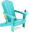 SERWALL Adirondack Chair with Cup Holders - Composite Adirondack Chairs HDPE Outdoor Chairs All Weather Use- Aruba
