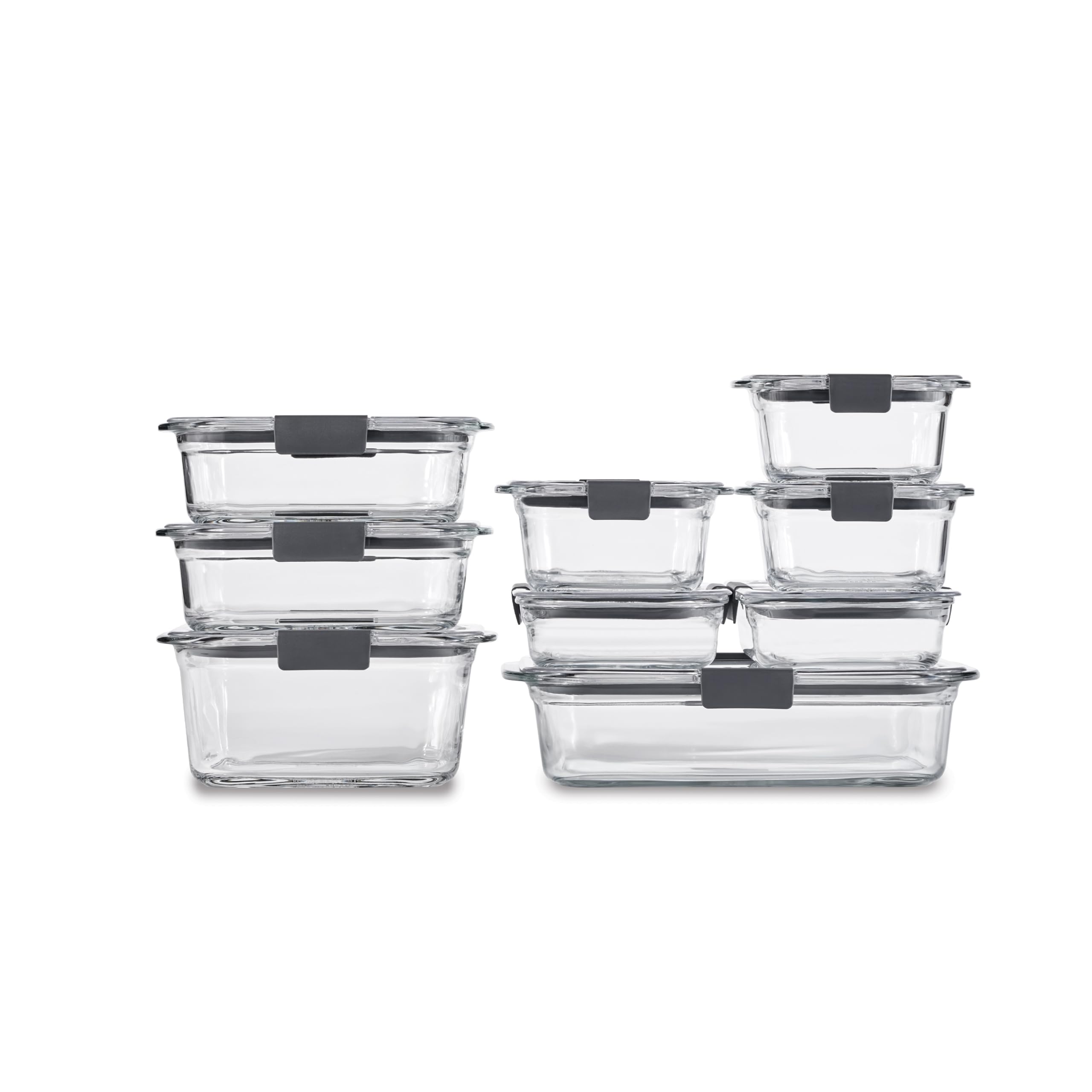 Rubbermaid Brilliance Glass Food Storage Containers, 3.2 Cup, Set of 4, BPA-Free, Leak-Proof, Clear
