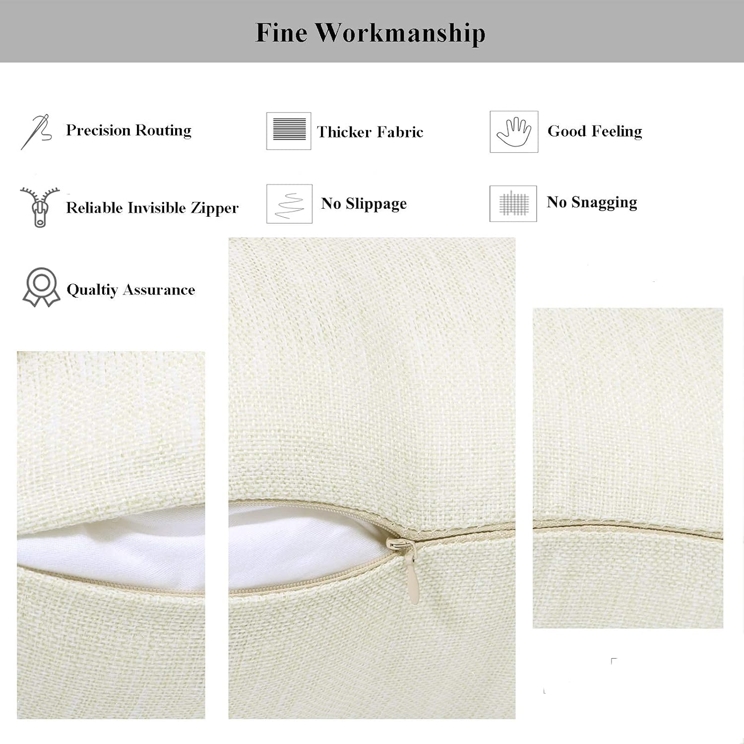 Linen Throw Pillow Covers 18 x 18 Beige Decorative Blank Couch Pillow Covers for Sublimation Bed Sofa Farmhouse Cushion Cases Set of 4