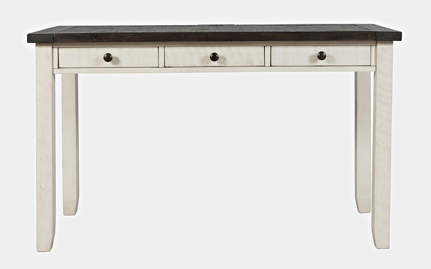 Jofran Madison County Solid Pine Wood Farmhouse Desk with USB Charging, Rustic Writing Desk for Home Office, Vintage White