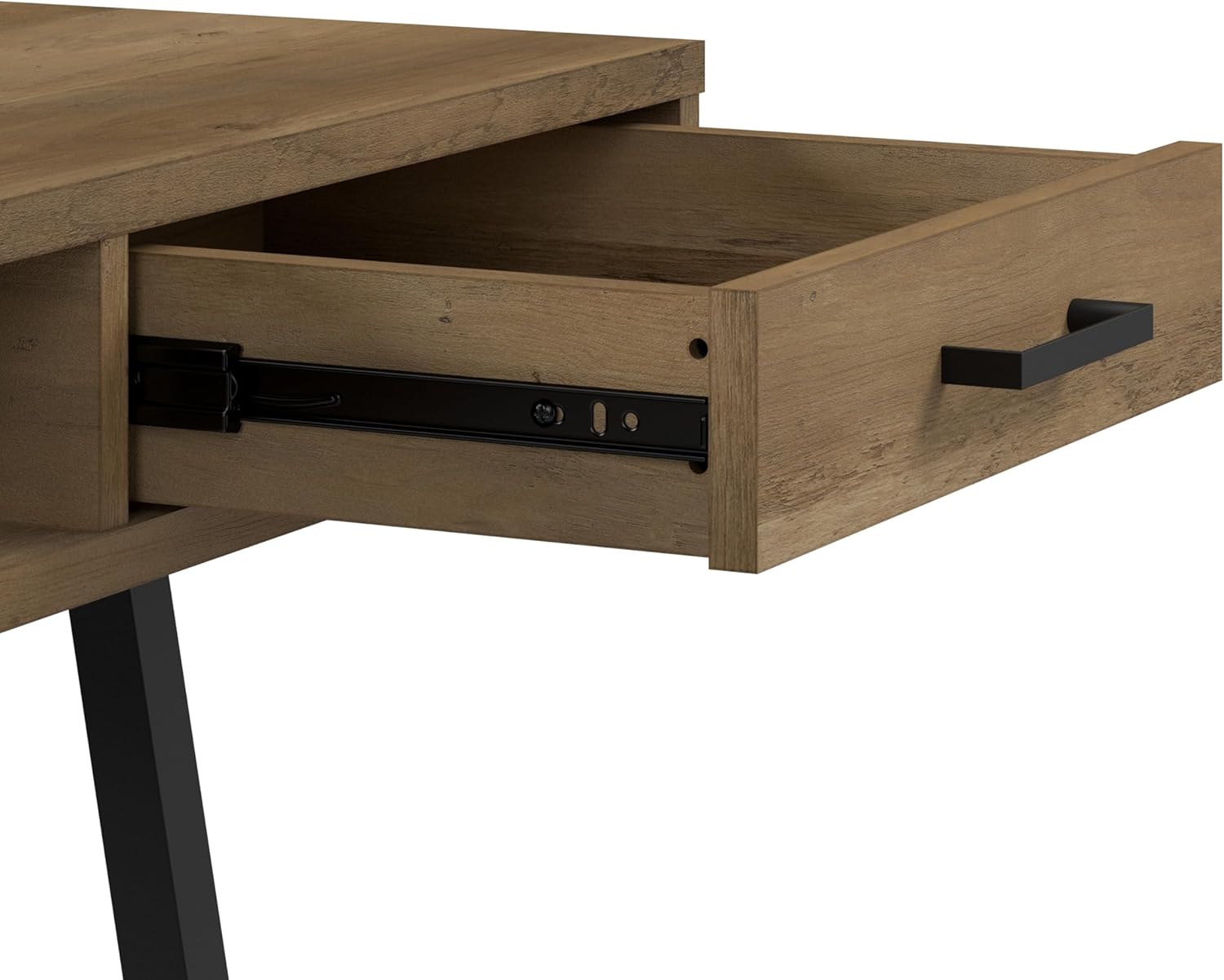 Bush Home Steele 54W Writing Desk with Storage in Reclaimed Pine | Large Wooden Computer Table for Home Office Workspace