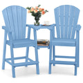 Ciokea Tall Adirondack Chairs Set of 2, HDPE Outdoor High Back Adirondack Chair with Double Connecting Tray, Weather Resistant Balcony Chairs for Deck, Lawn, Pool, Backyard, Navy Blue