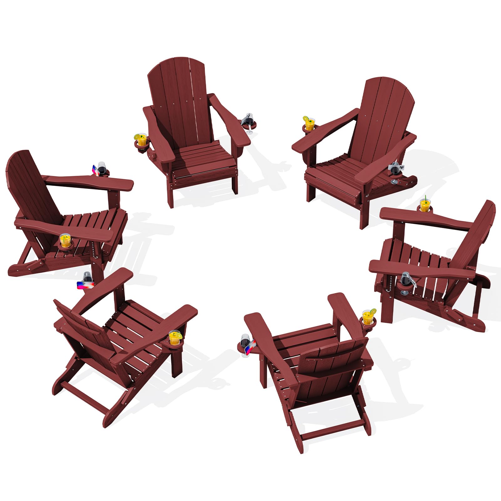 SERWALL Foldable Adirondack Chair Set of 2, HDPE Adirondack Chair with Wood-Texture-Gray