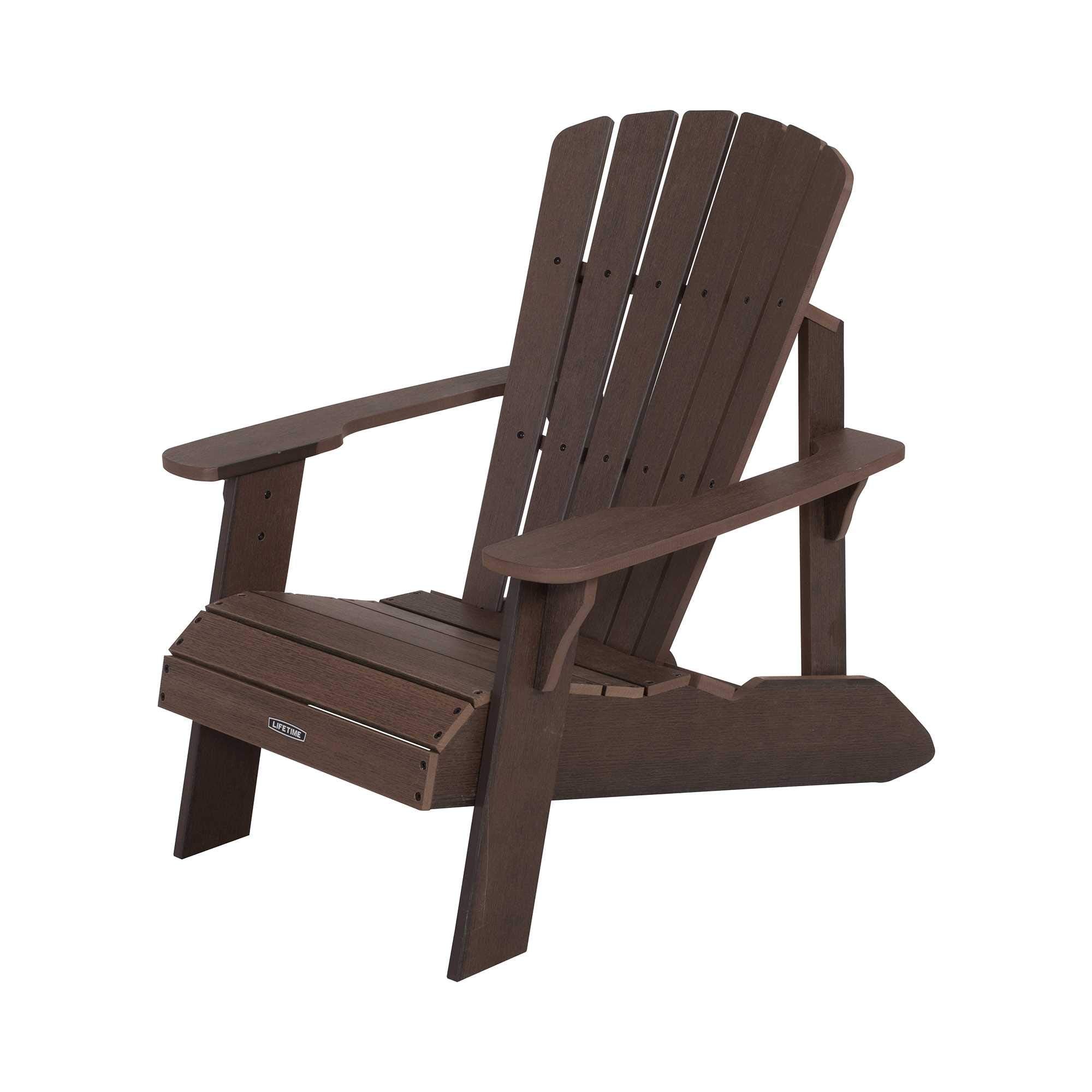 Lifetime Faux-Wood Adirondack Chair, Weather-Resistant Polystyrene, UV-Protected, 300 lb Capacity, Low-Maintenance Outdoor Seating Furniture