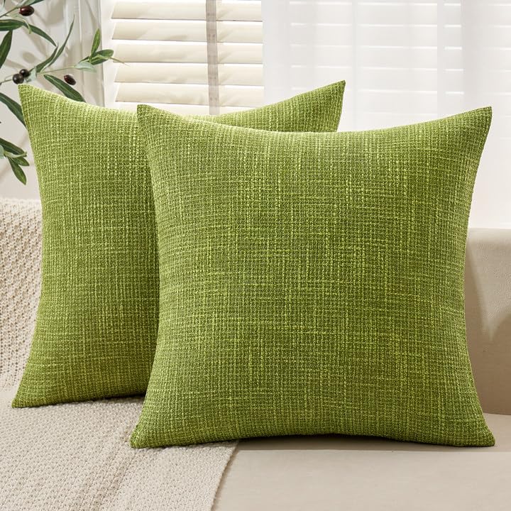 MIULEE Burlap Linen Spring Throw Pillow Covers 18x18 Inch Set of 2 Coastal Light Blue Farmhouse Decorative Pillows Modern Soft Accent Cushion Covers for Couch Sofa Bedroom Livingroom Home Decor