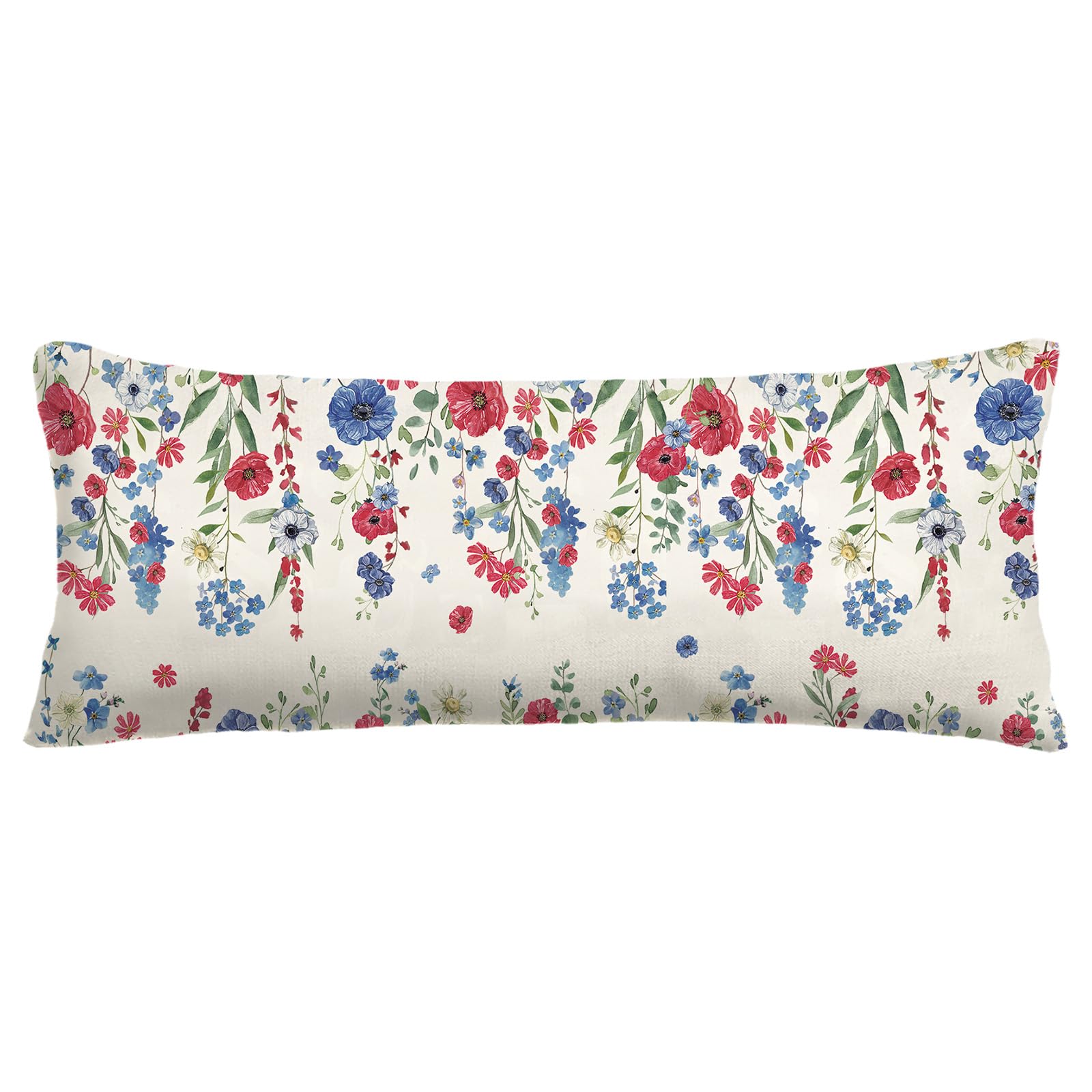 Baccessor Patriotic Pillow Cover 12x20 Inch,4th of July Memorial Day Lumbar Blue Red Daisy Lumbar Pillow Case Summer Holiday Bed Cushion Home Sofa Couch Indoor Outdoor Decor 1 Piece