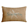 Emvency Linen Throw Pillow Cover Seas Day Vintage Beach Starfish Canvas Look Coastal Decorative Pillow Case Whimsical Home Decor Rectangle Queen Size 20x26 Inch Cushion Pillowcase