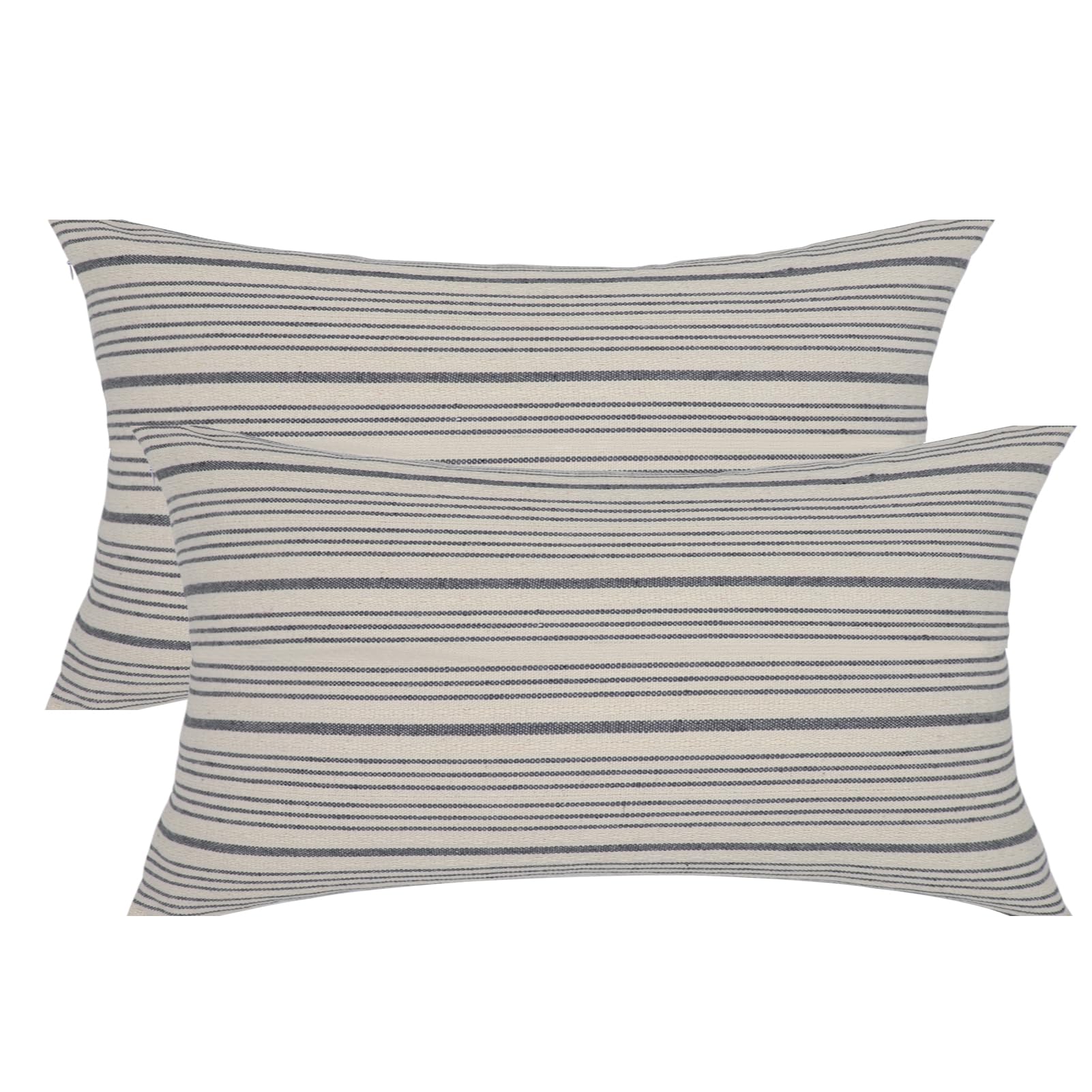Tan Pillow Covers Farmhouse Linen Throw Pillow Covers Striped Outdoor Decorative Square Throw Pillows for Couch Sofa Bed 18x18 in Pack of 2 Cream and Beige