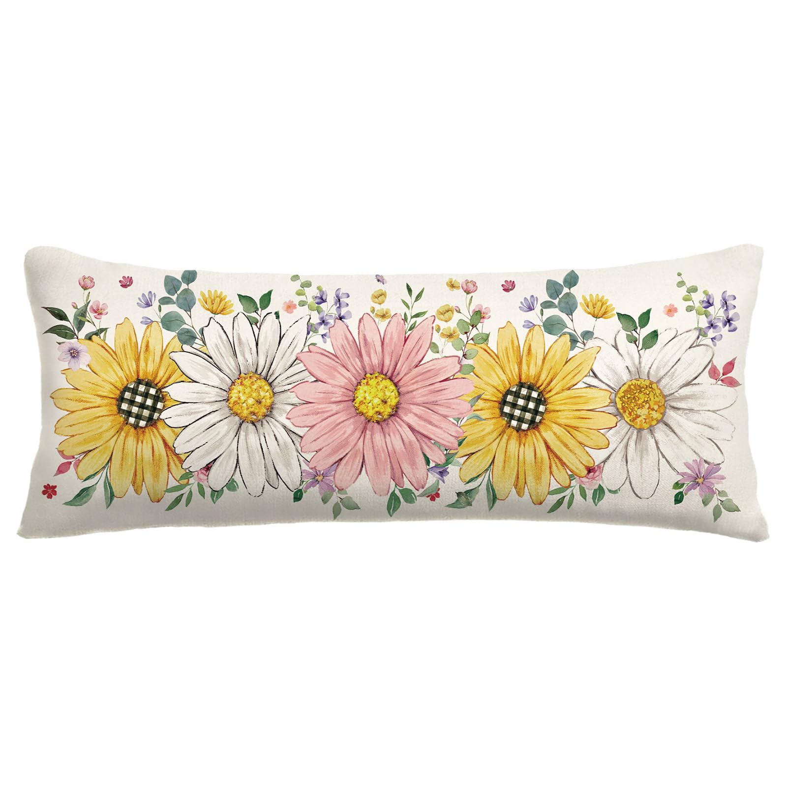 Baccessor Patriotic Pillow Cover 12x20 Inch,4th of July Memorial Day Lumbar Blue Red Daisy Lumbar Pillow Case Summer Holiday Bed Cushion Home Sofa Couch Indoor Outdoor Decor 1 Piece