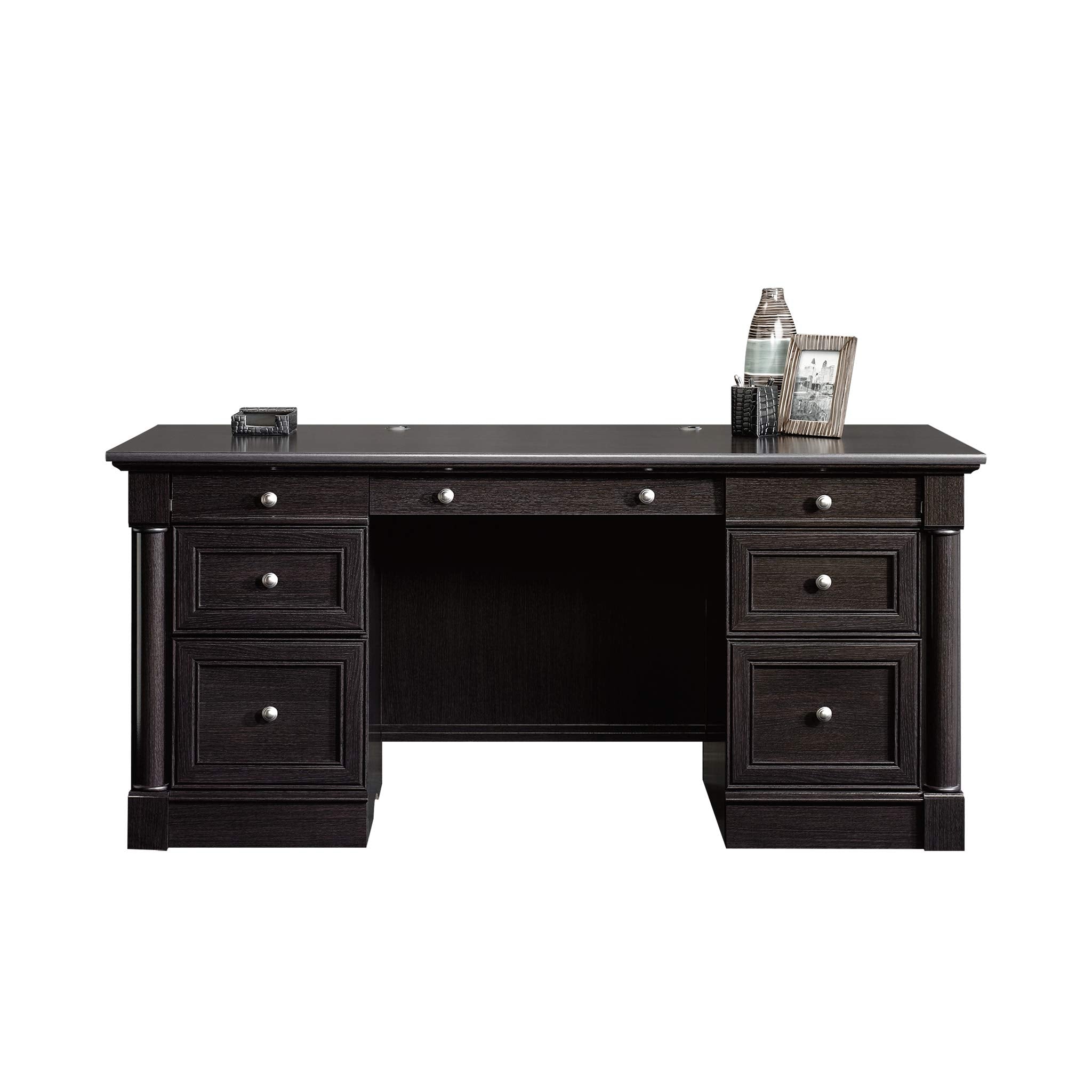 Sauder Palladia Executive Desk, 29.5"D x 65.1"W x 29.61"H, Vintage Oak finish