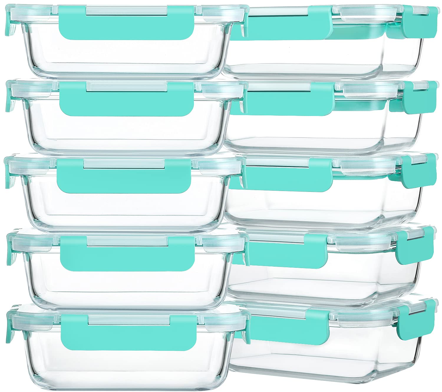 M MCIRCO 10-Pack,22 Oz Glass Meal Prep Containers,Glass Food Storage Containers with lids,Lunch Containers,Microwave, Oven, Freezer and Dishwasher (Gray)