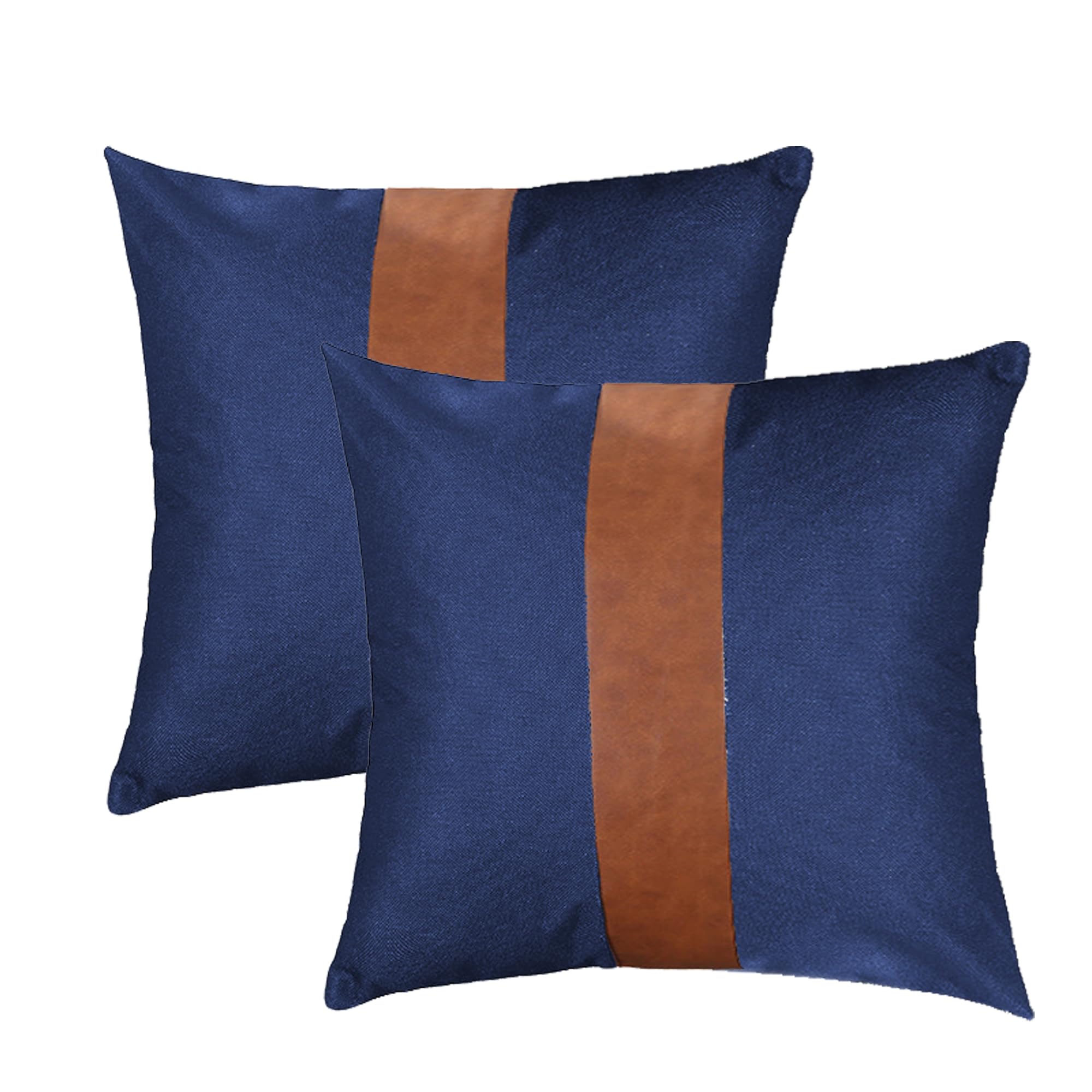 TAOSON Set of 2,100% Cotton Soild Canvas Home Decorative Throw Pillow Cover Cushion Covers Pillowcase, Home Decor for Sofa Couch Bed Chair Only Cover No Insert - 18" x 18" / 45x45cm Navy Blue