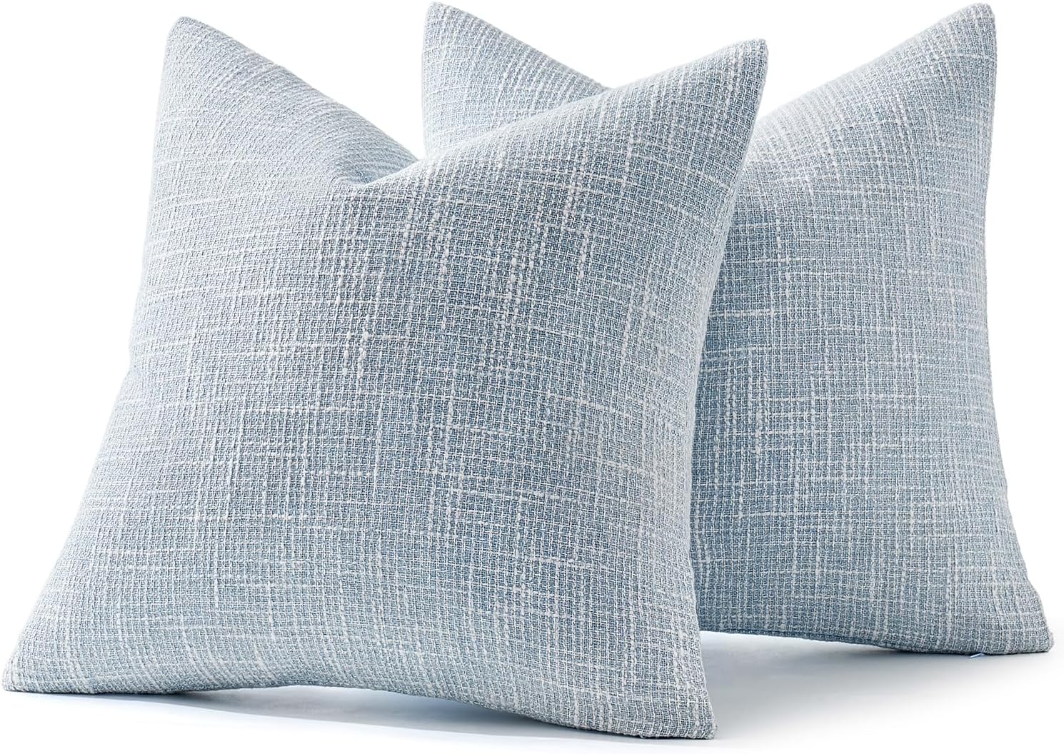 MIULEE Burlap Linen Spring Throw Pillow Covers 18x18 Inch Set of 2 Coastal Light Blue Farmhouse Decorative Pillows Modern Soft Accent Cushion Covers for Couch Sofa Bedroom Livingroom Home Decor