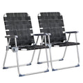 VINGLI Aluminum Patio Lawn Chairs Folding Set of 2 with Detachable Cup Holder, Webbed Beach Chair Folding Chair Outdoor Portable Camping Chair for Yard, Garden Blue alulawnchair