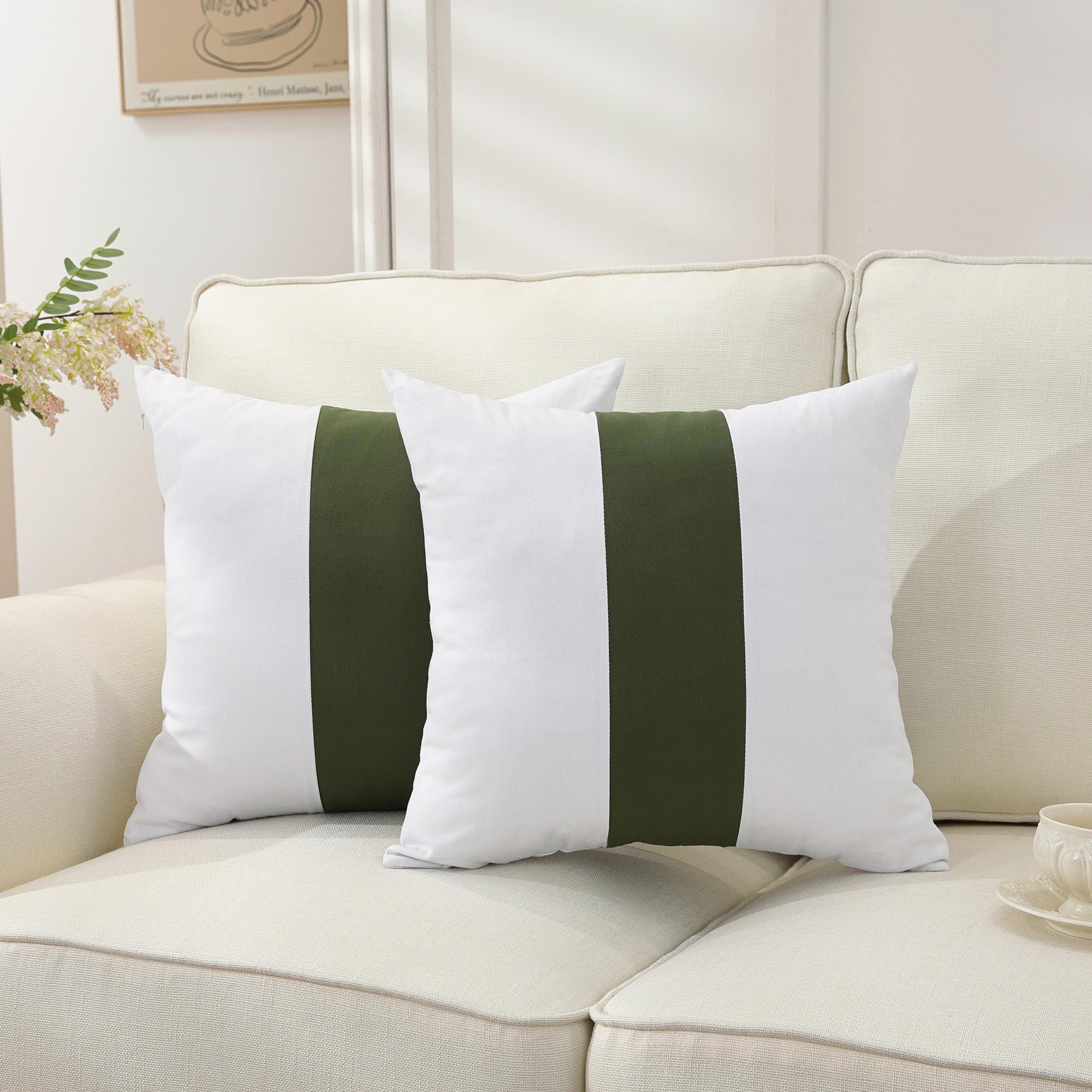 TAOSON Set of 2,100% Cotton Soild Canvas Home Decorative Throw Pillow Cover Cushion Covers Pillowcase, Home Decor for Sofa Couch Bed Chair Only Cover No Insert - 18" x 18" / 45x45cm Navy Blue