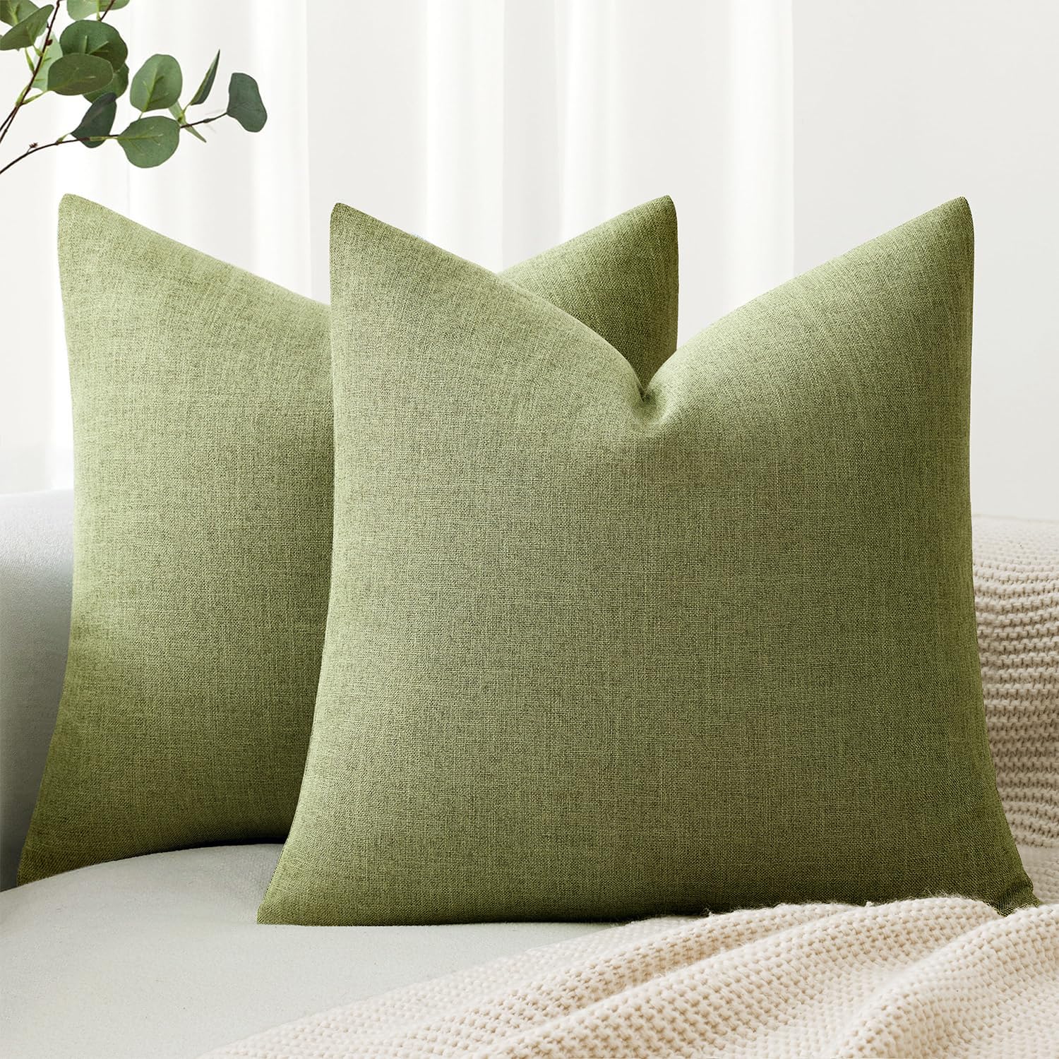 MIULEE Pack of 2 Decorative Linen Burlap Textured Pillow Covers Farmhouse Boho Accent Pillowcases Spring Home Decor for Couch Sofa Bedroom Living Room 18x18 Inch Yellow