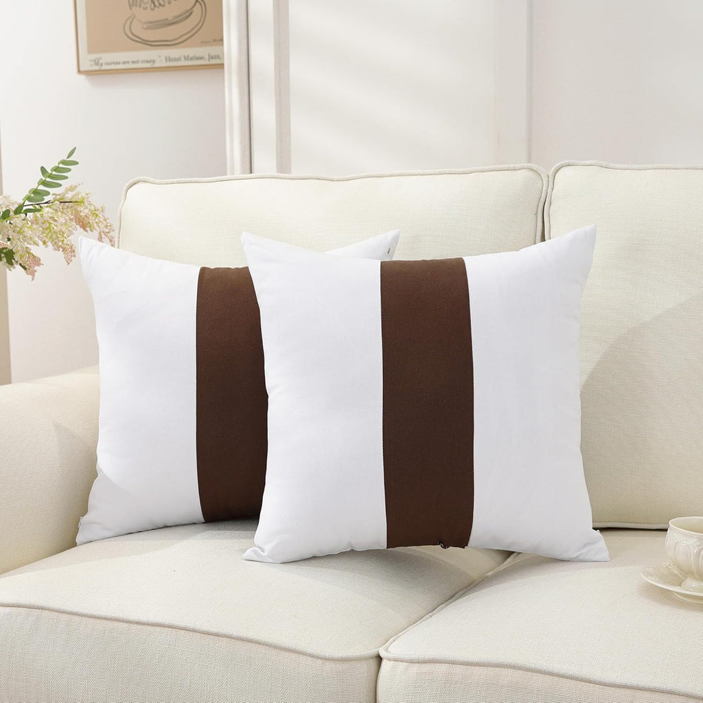 TAOSON Set of 2,100% Cotton Soild Canvas Home Decorative Throw Pillow Cover Cushion Covers Pillowcase, Home Decor for Sofa Couch Bed Chair Only Cover No Insert - 18" x 18" / 45x45cm Navy Blue