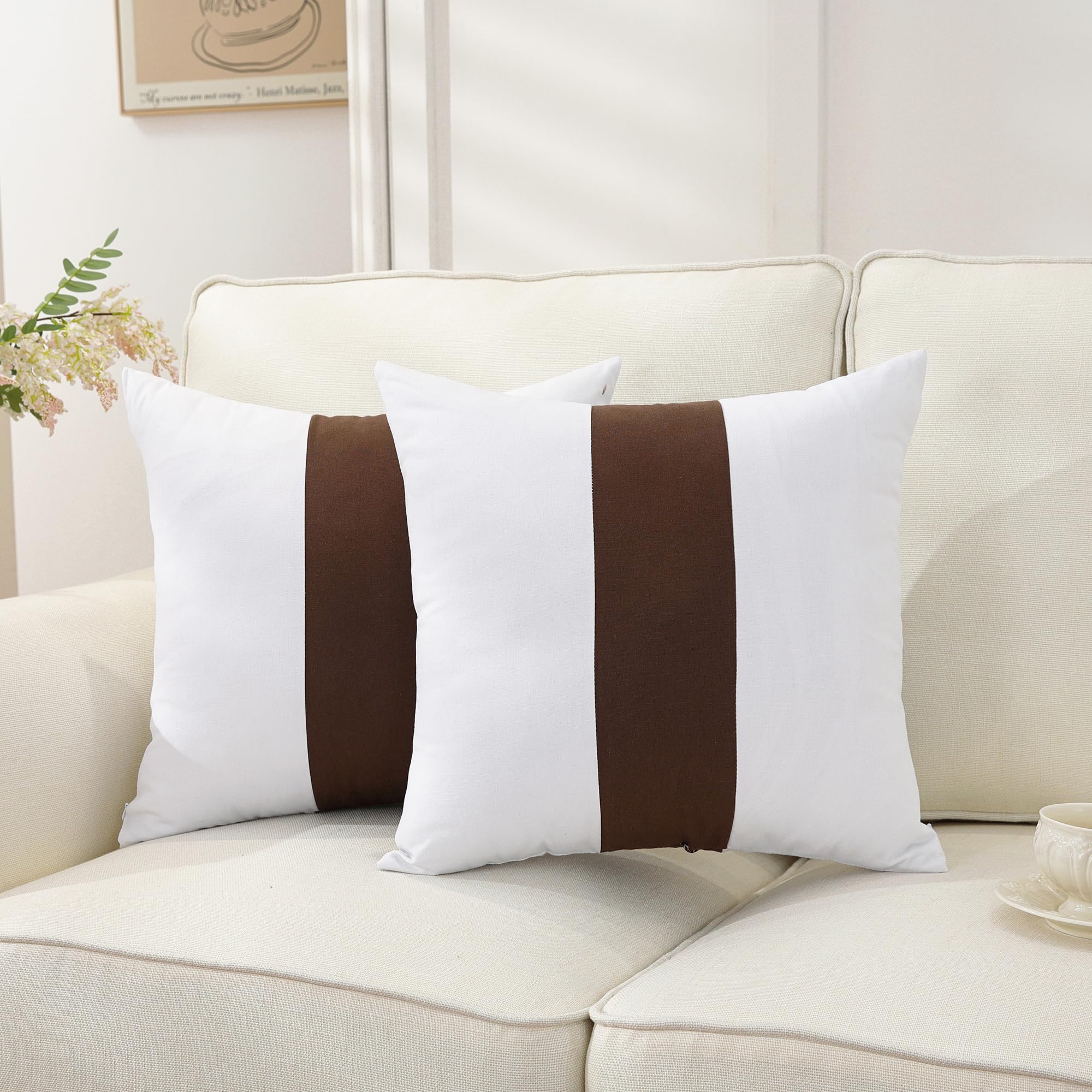 TAOSON Set of 2,100% Cotton Soild Canvas Home Decorative Throw Pillow Cover Cushion Covers Pillowcase, Home Decor for Sofa Couch Bed Chair Only Cover No Insert - 18" x 18" / 45x45cm Navy Blue