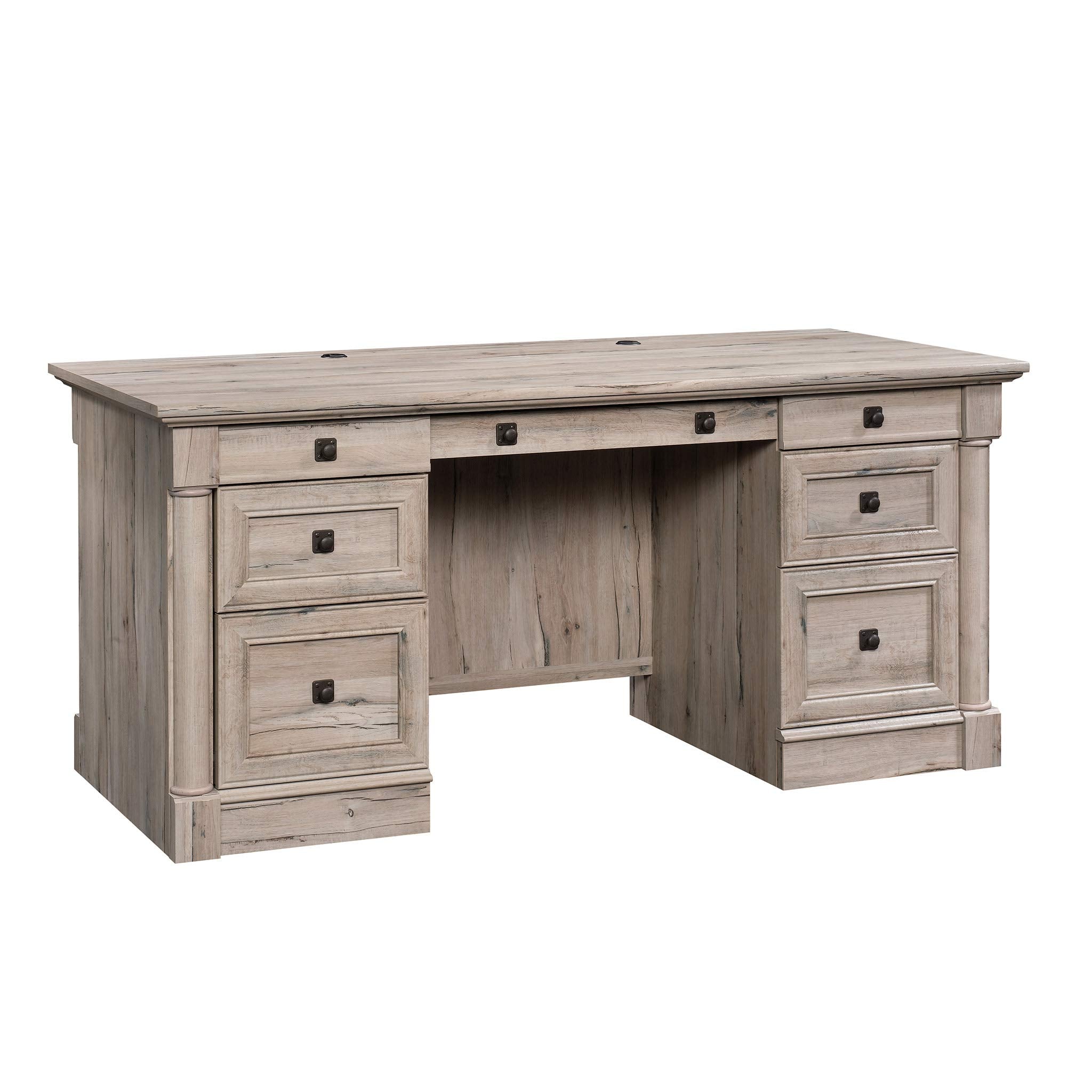 Sauder Palladia Executive Desk, 29.5"D x 65.1"W x 29.61"H, Vintage Oak finish