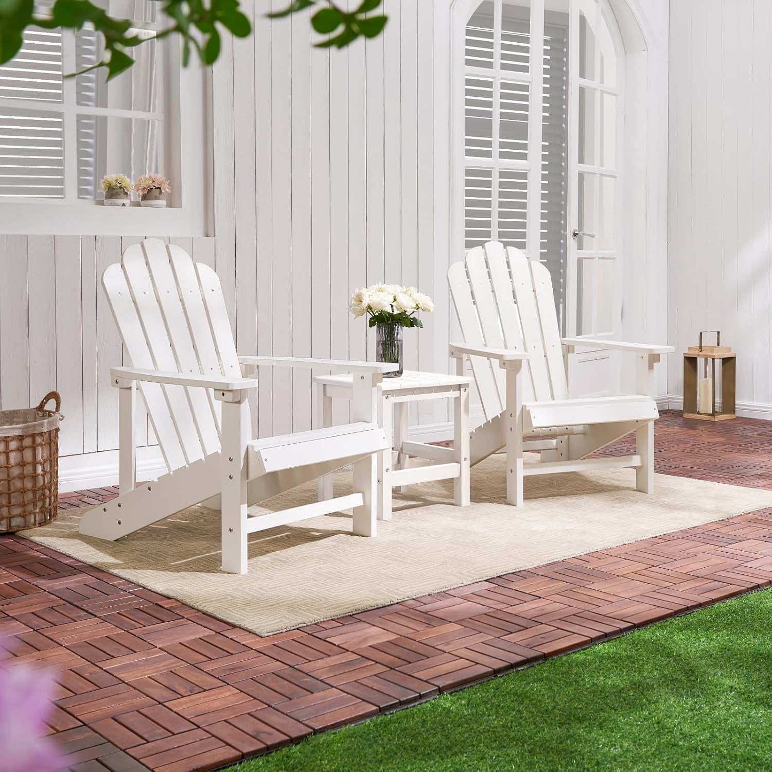Adirondack Chairs Weather Resistant, Patio Firepit Chair, Sturdy Outside Chairs, Lawn Chairs, Easy Assembly 350lb, for Outdoor Patio Yard