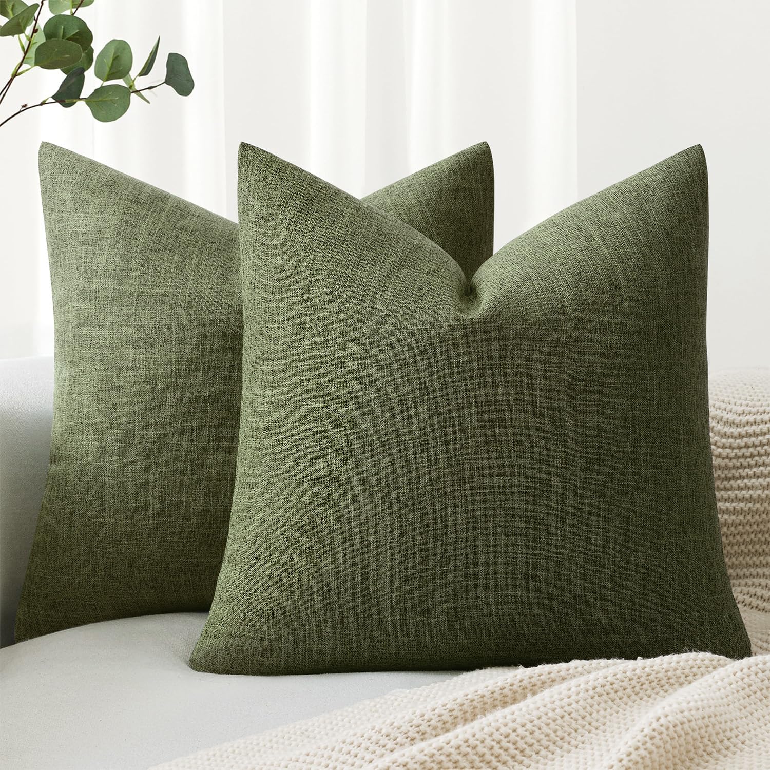 MIULEE Pack of 2 Decorative Linen Burlap Textured Pillow Covers Farmhouse Boho Accent Pillowcases Spring Home Decor for Couch Sofa Bedroom Living Room 18x18 Inch Yellow