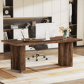 Tribesigns 63-inch Executive Desk, Vintage Home Office Computer Desk with Large Tabletop, Farmhouse Wood Writing Conference Table Workstation for Office, Study, Walnut Brown