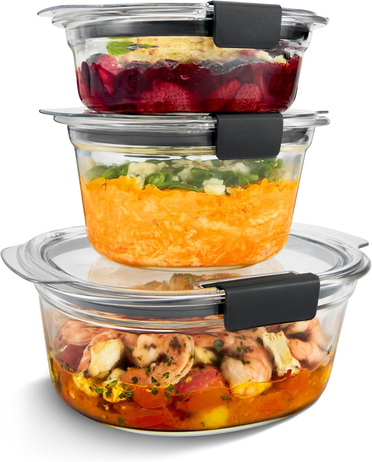 Rubbermaid Brilliance Glass Food Storage Containers, 3.2 Cup, Set of 4, BPA-Free, Leak-Proof, Clear