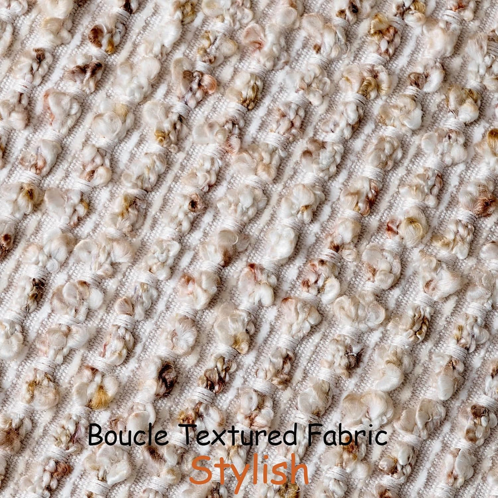 DEZENE 22x22 Beige Throw Pillow Cover Textured Boucle Striped Chic Morden Boho Accent Farmhouse Square Decorative Couch Pillow Cover for Home Decor Bed Sofa Living Room
