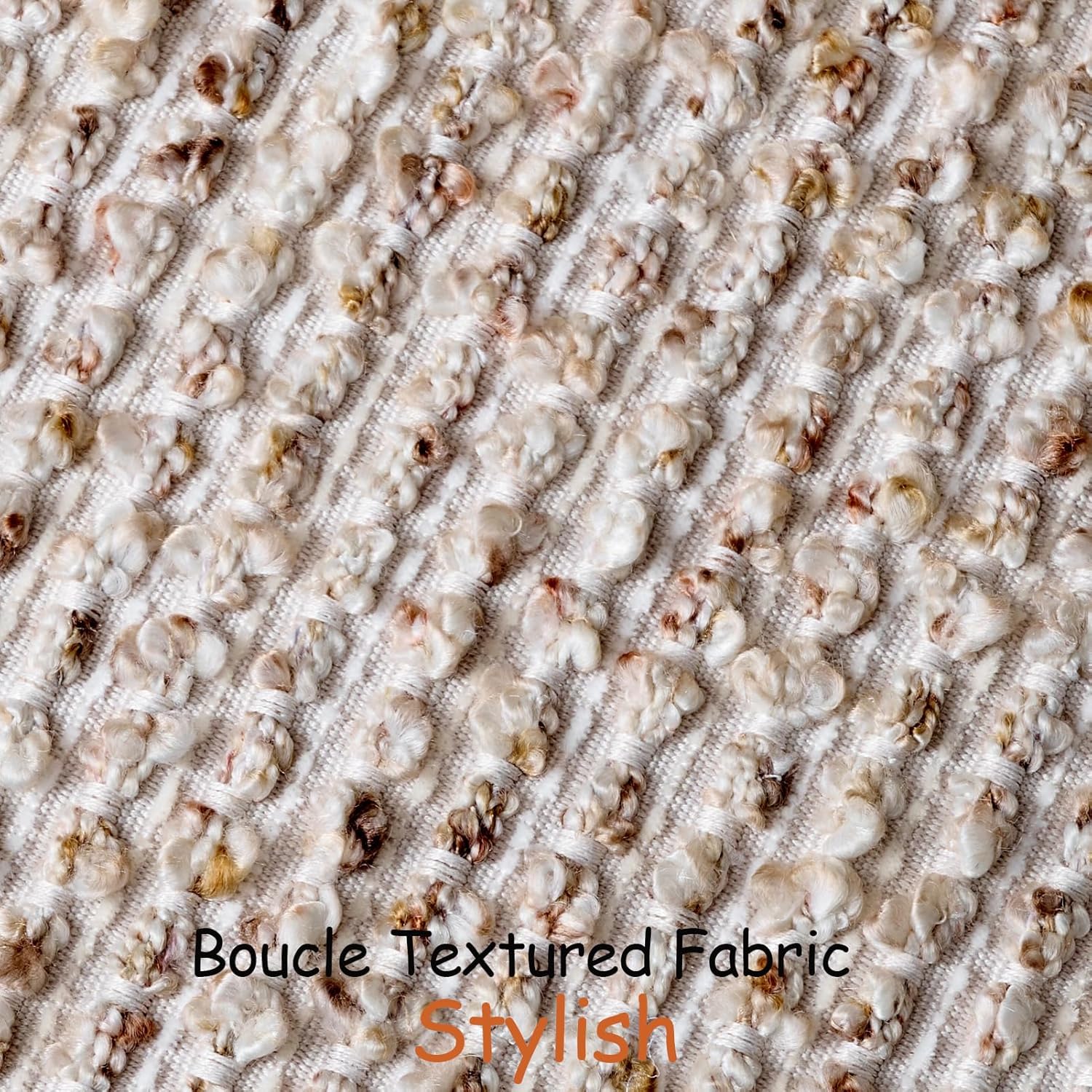 DEZENE 22x22 Beige Throw Pillow Cover Textured Boucle Striped Chic Morden Boho Accent Farmhouse Square Decorative Couch Pillow Cover for Home Decor Bed Sofa Living Room
