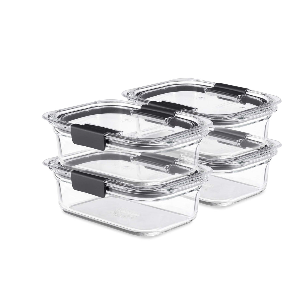 Rubbermaid Brilliance Glass Storage 4.7-Cup Food Containers with Lids Set of 3 Clear